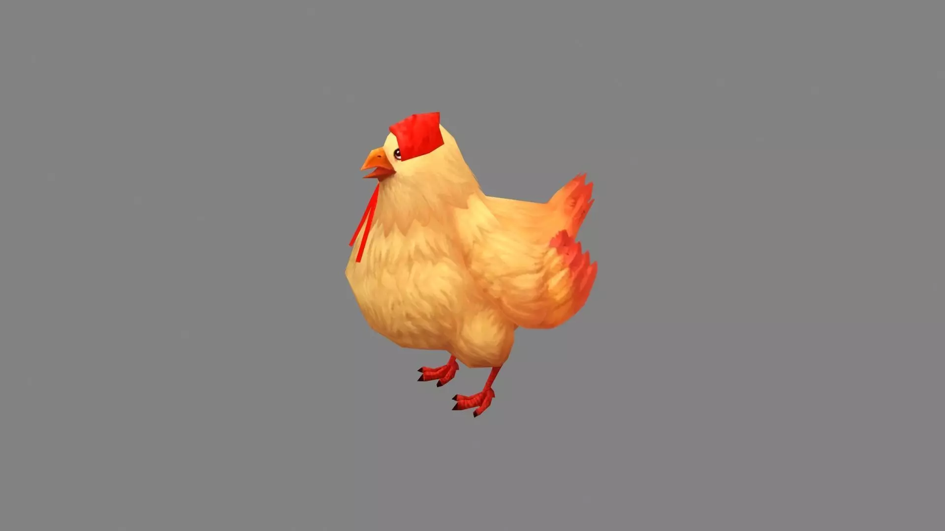 Cartoon hen Low-poly 3D model_3
