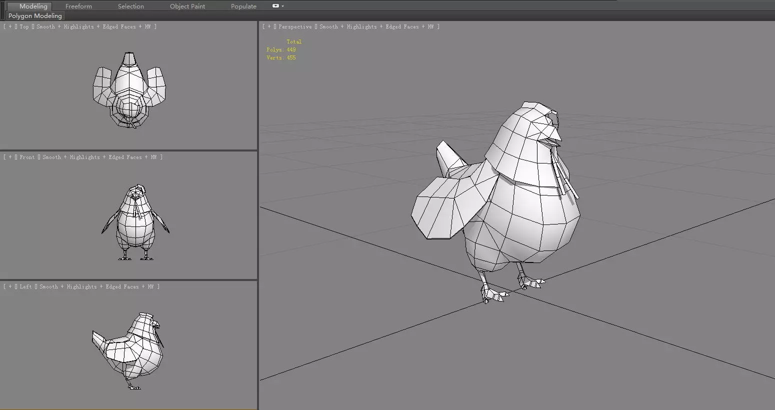 Cartoon hen Low-poly 3D model_6