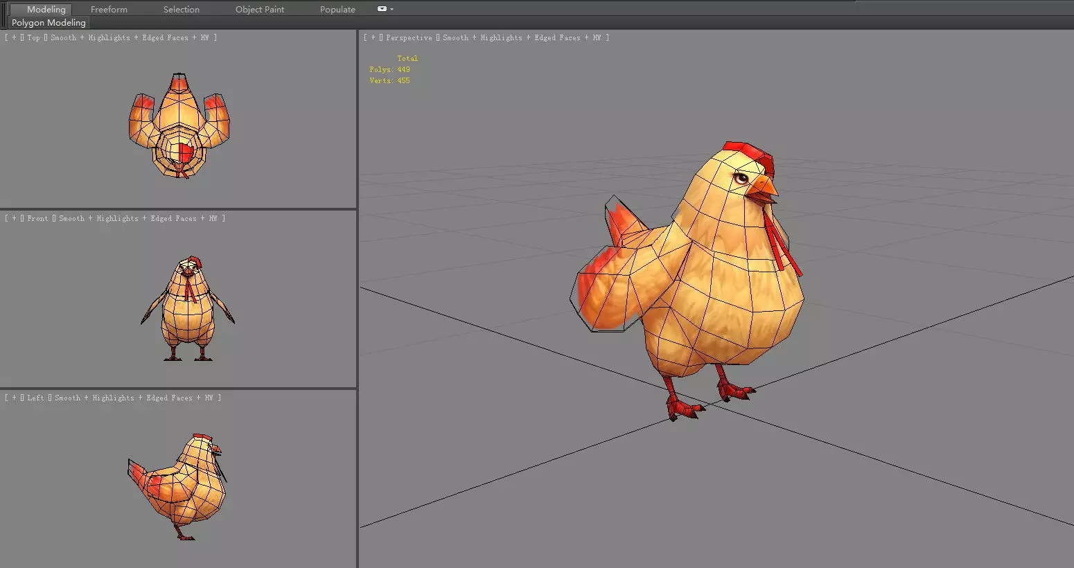 Cartoon hen Low-poly 3D model_5
