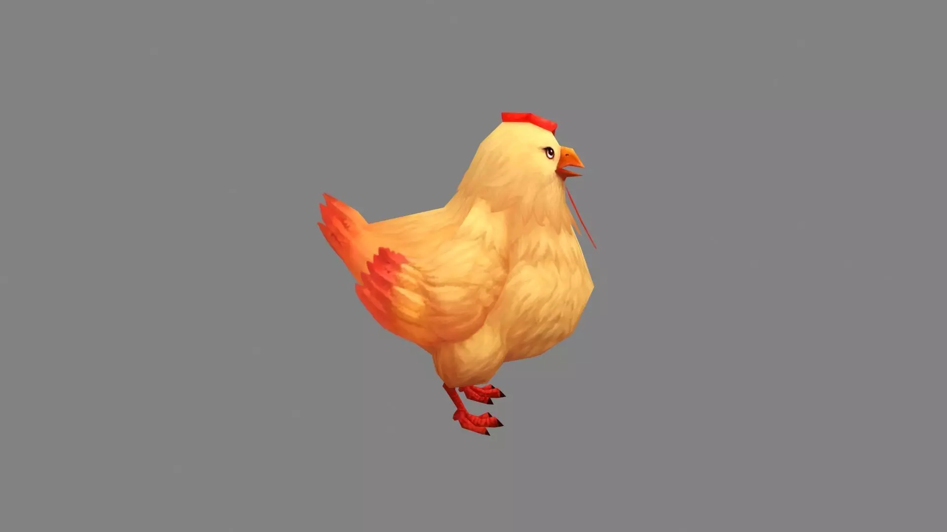 Cartoon hen Low-poly 3D model_1