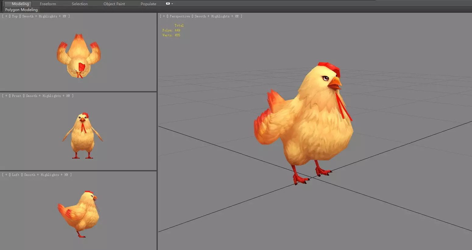 Cartoon hen Low-poly 3D model_4