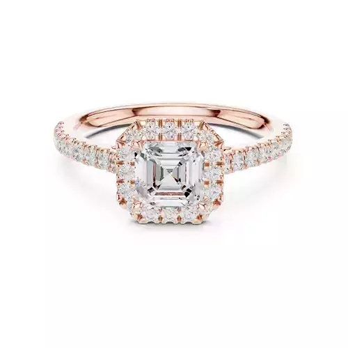 1CT Asscher Cut Halo Diamond Pave Wedding Ring 3DM STL Video 3D print model