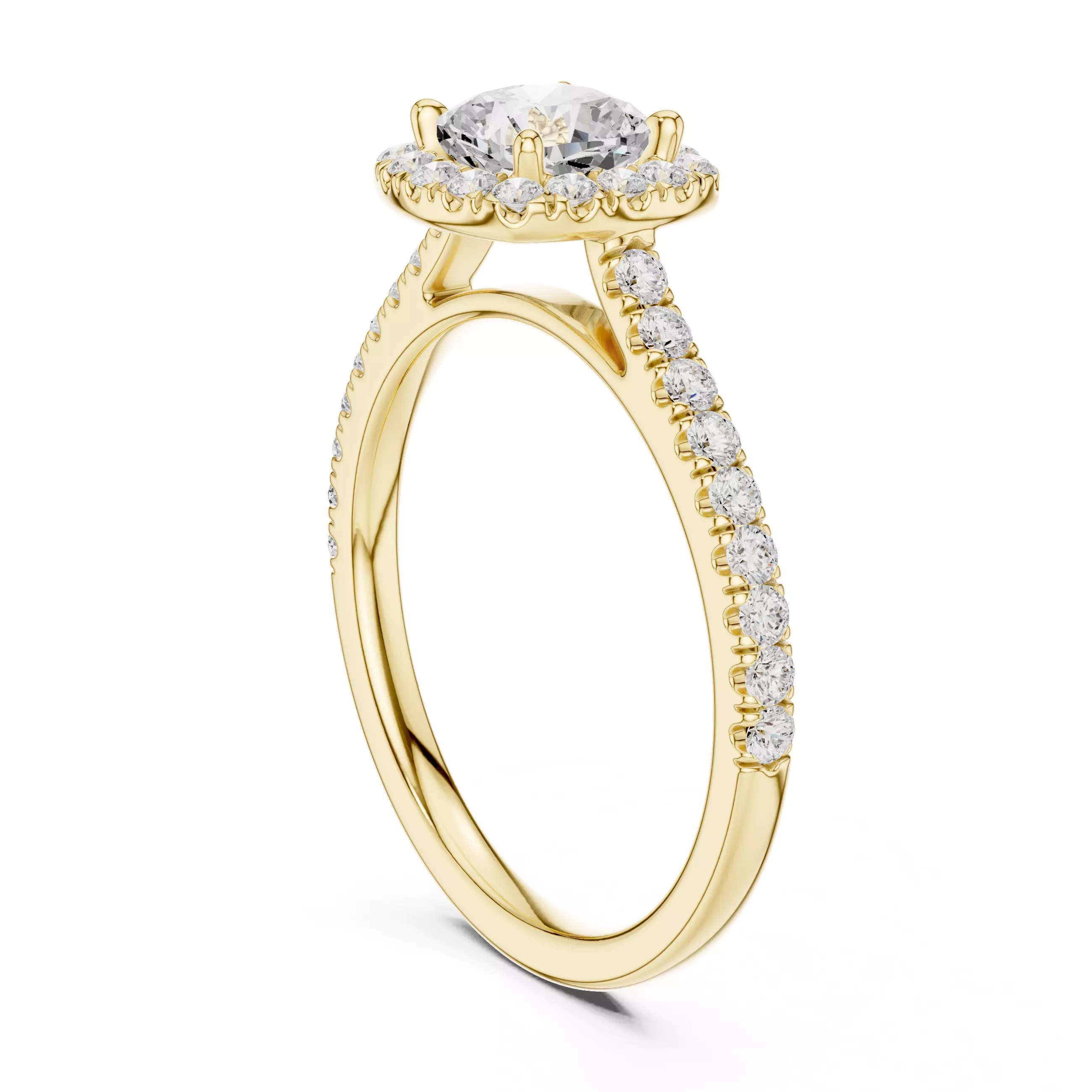 1CT Cushion Cut Halo Diamond Pave Wedding Ring 3DM STL Video 3D print model_6