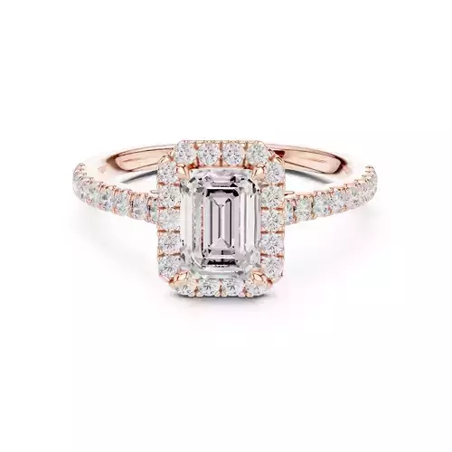 1CT Emerald Cut Halo Diamond Pave Wedding Ring 3DM STL Video 3D print model