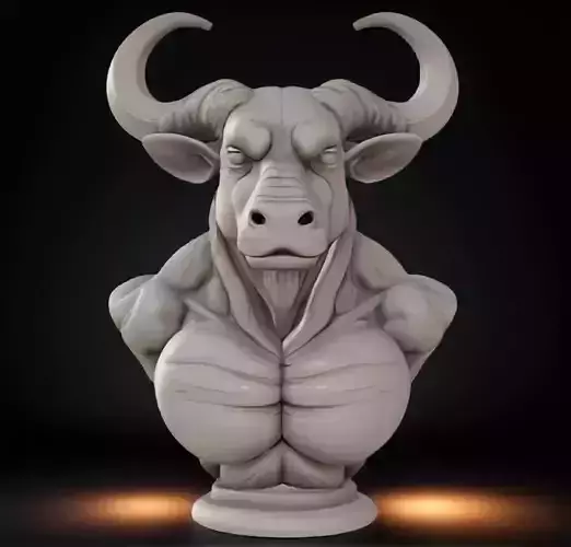 Minotaur Head Bust 3D Model STL Printable Mythological Sculpture