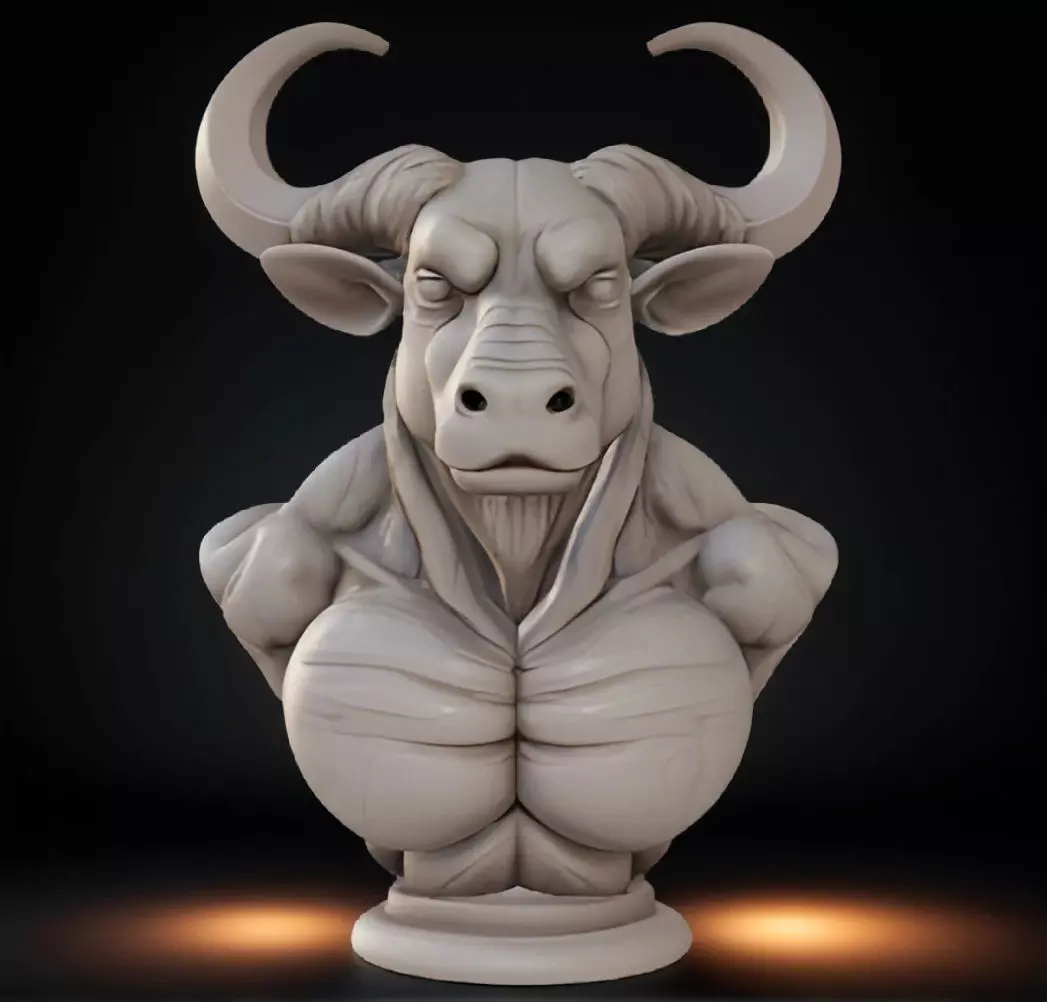 Minotaur Head Bust 3D Model STL Printable Mythological Sculpture 3D print model_0