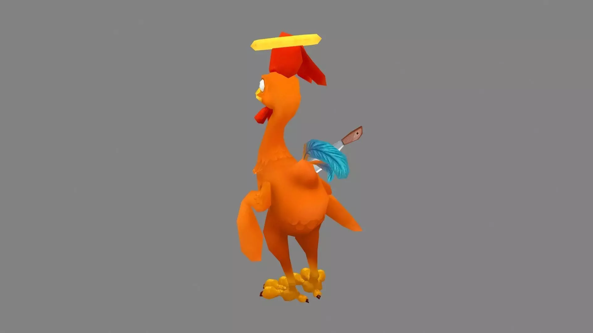 Cartoon dead rooster Low-poly 3D model_3
