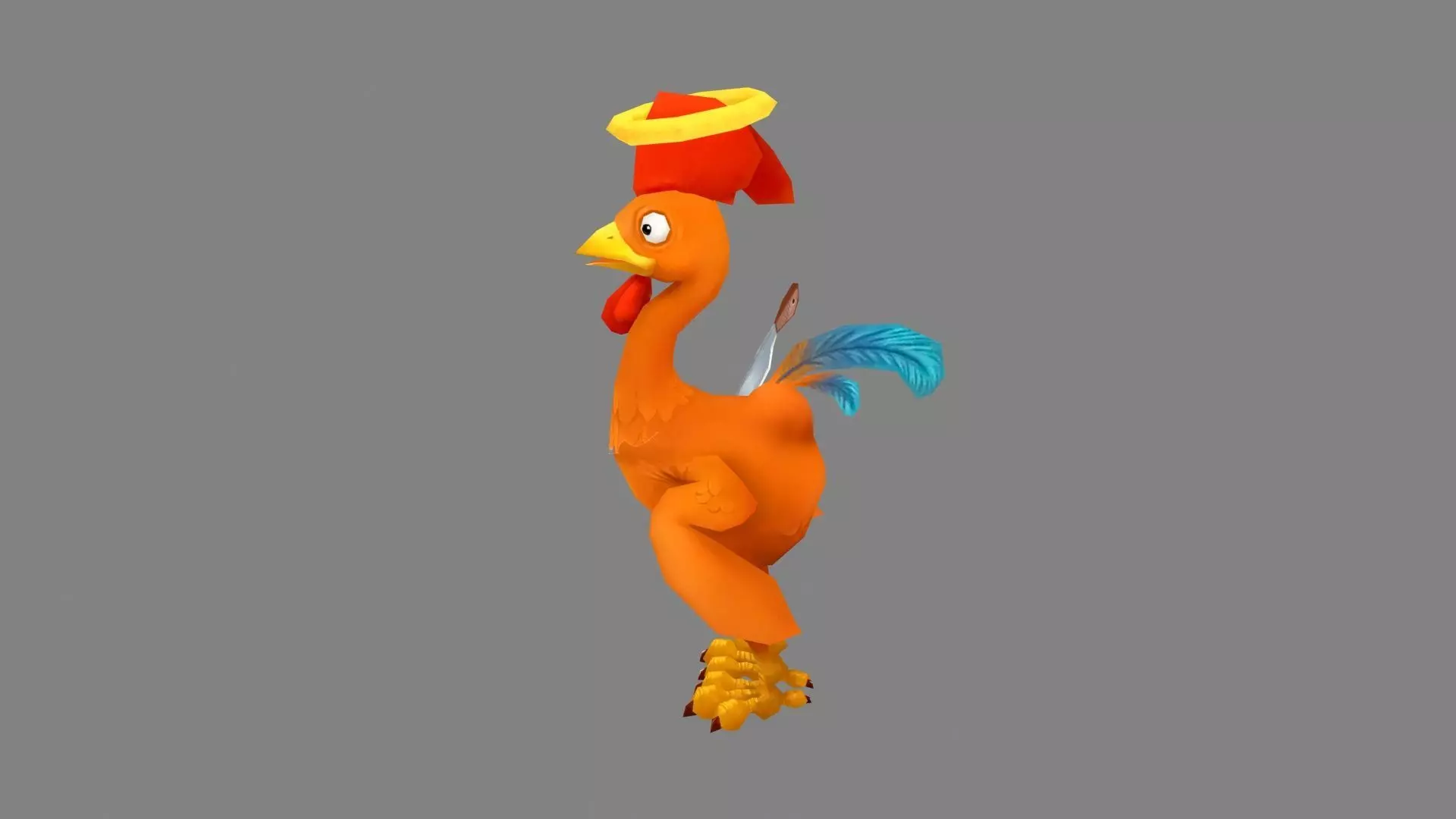 Cartoon dead rooster Low-poly 3D model_2