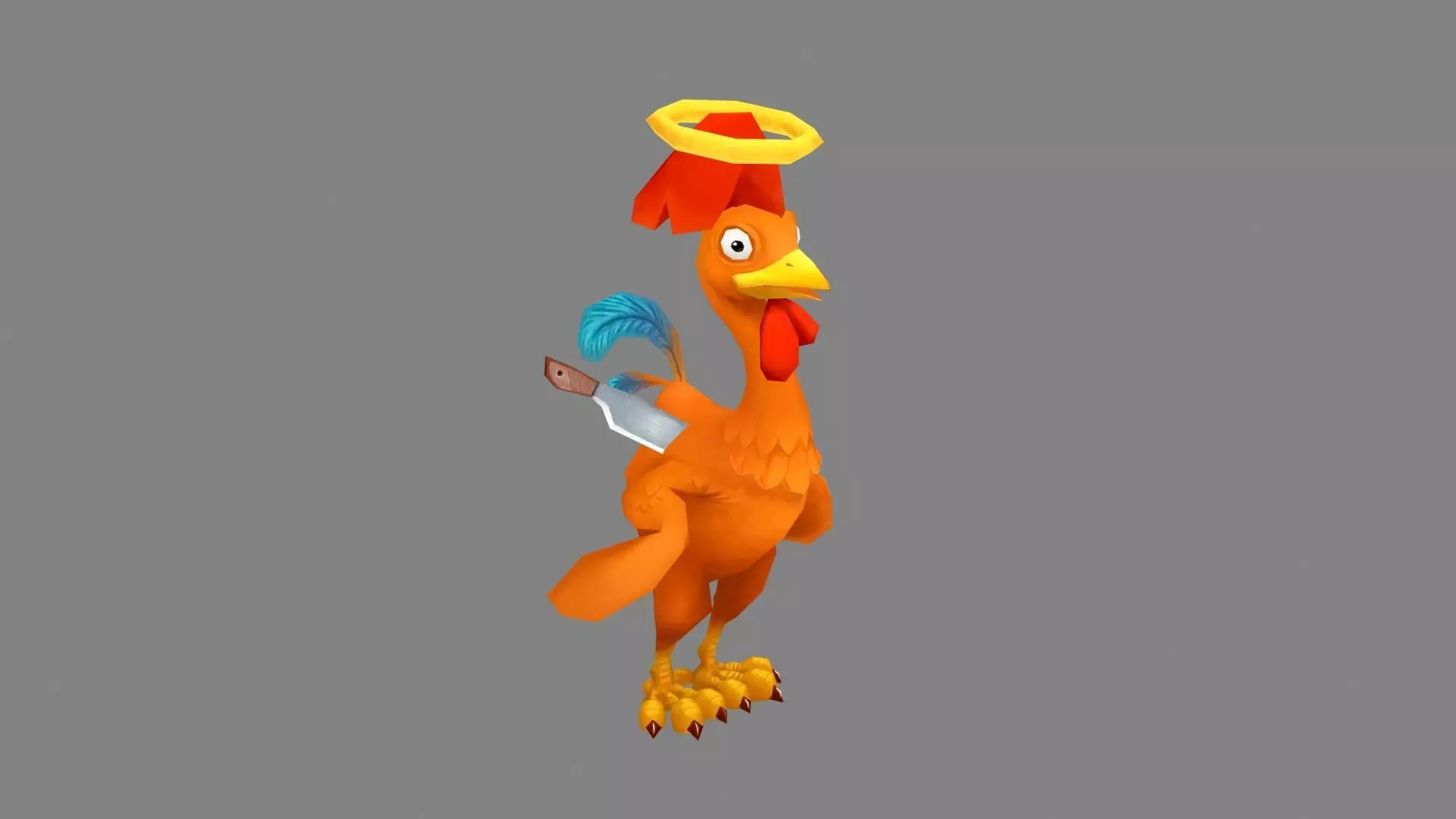 Cartoon dead rooster Low-poly 3D model_0