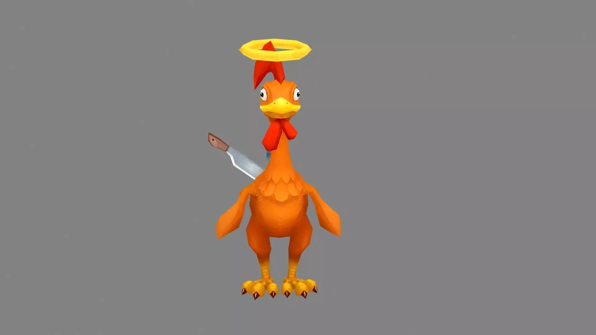 Cartoon dead rooster Low-poly 3D model_1