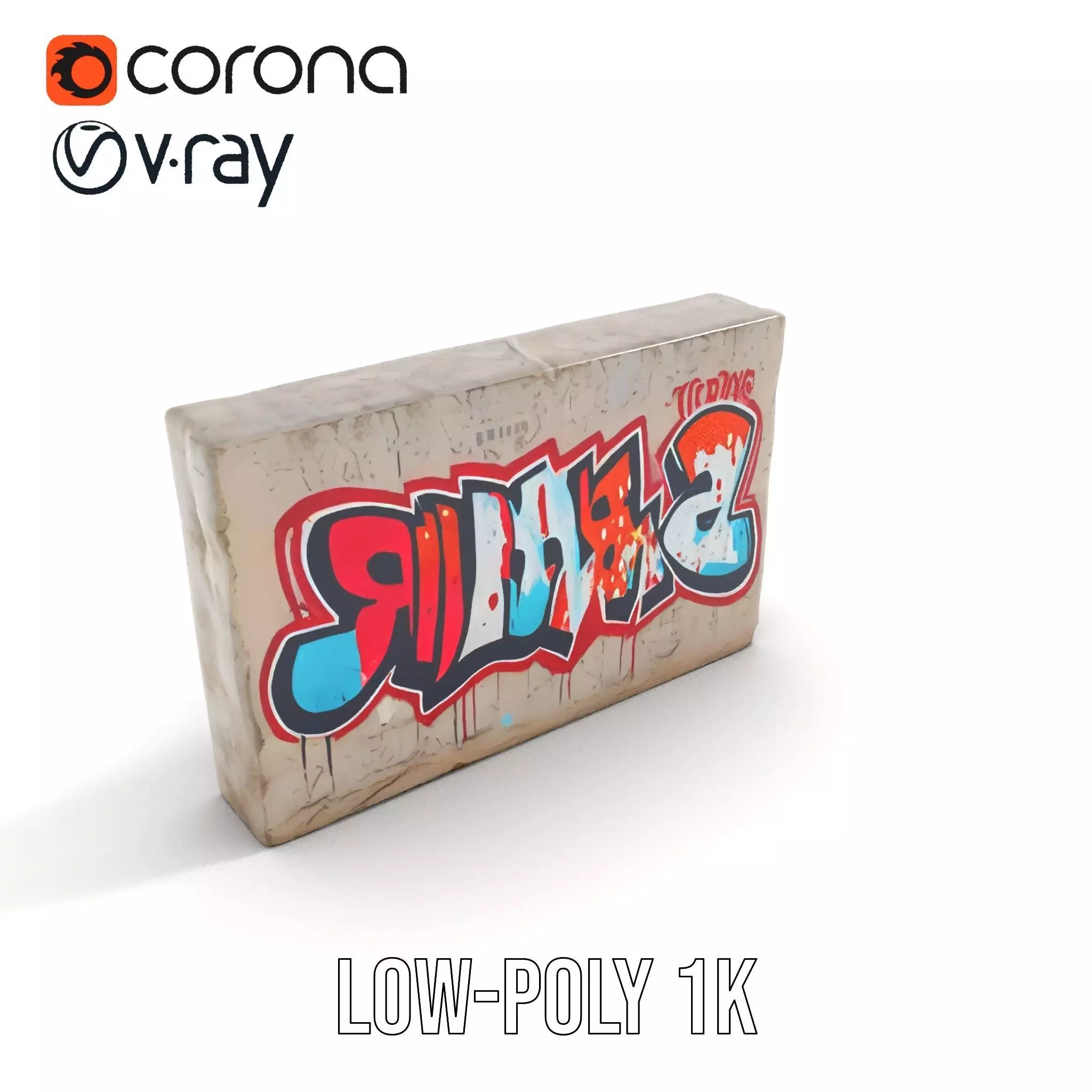 Urban Graffiti Wall model pack Low-poly 3D model_10