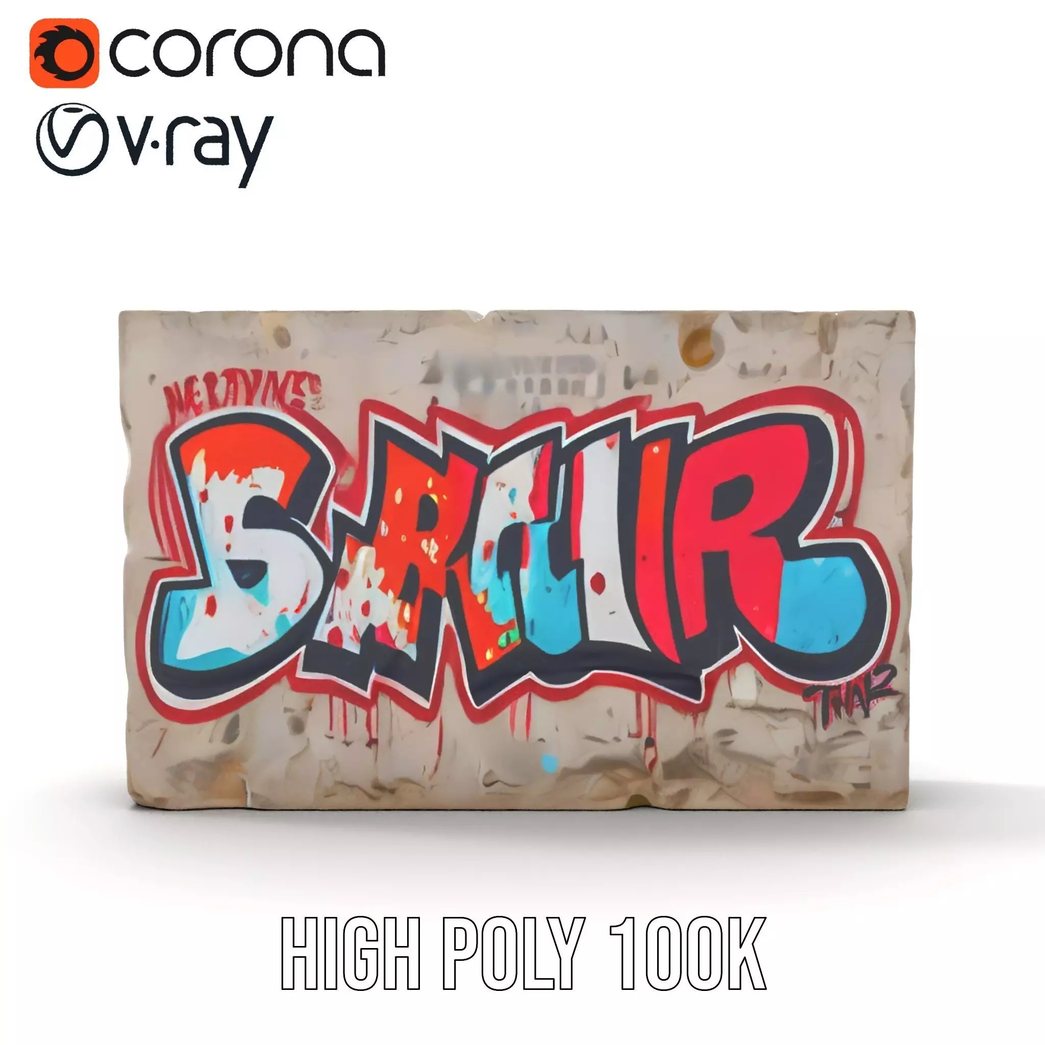 Urban Graffiti Wall model pack Low-poly 3D model_32