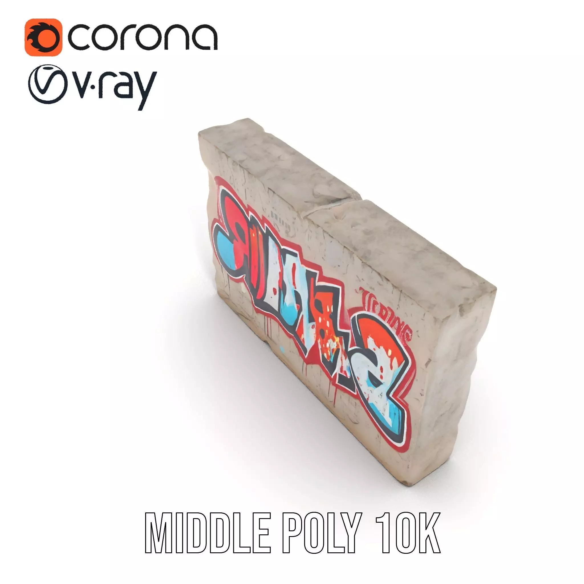 Urban Graffiti Wall model pack Low-poly 3D model_15