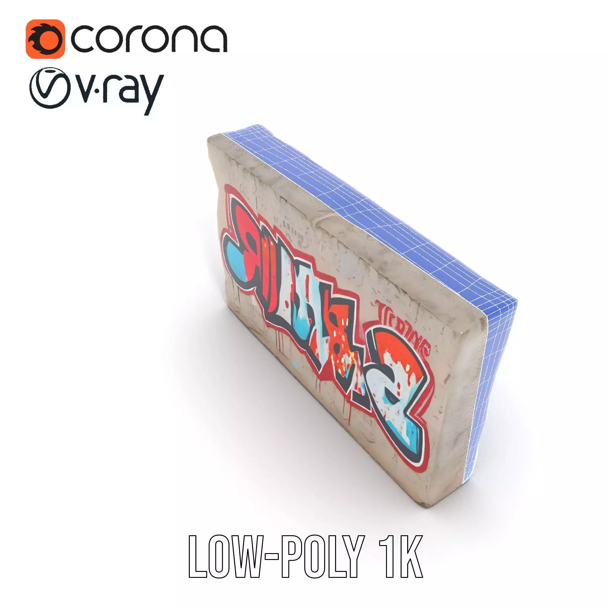 Urban Graffiti Wall model pack Low-poly 3D model_18