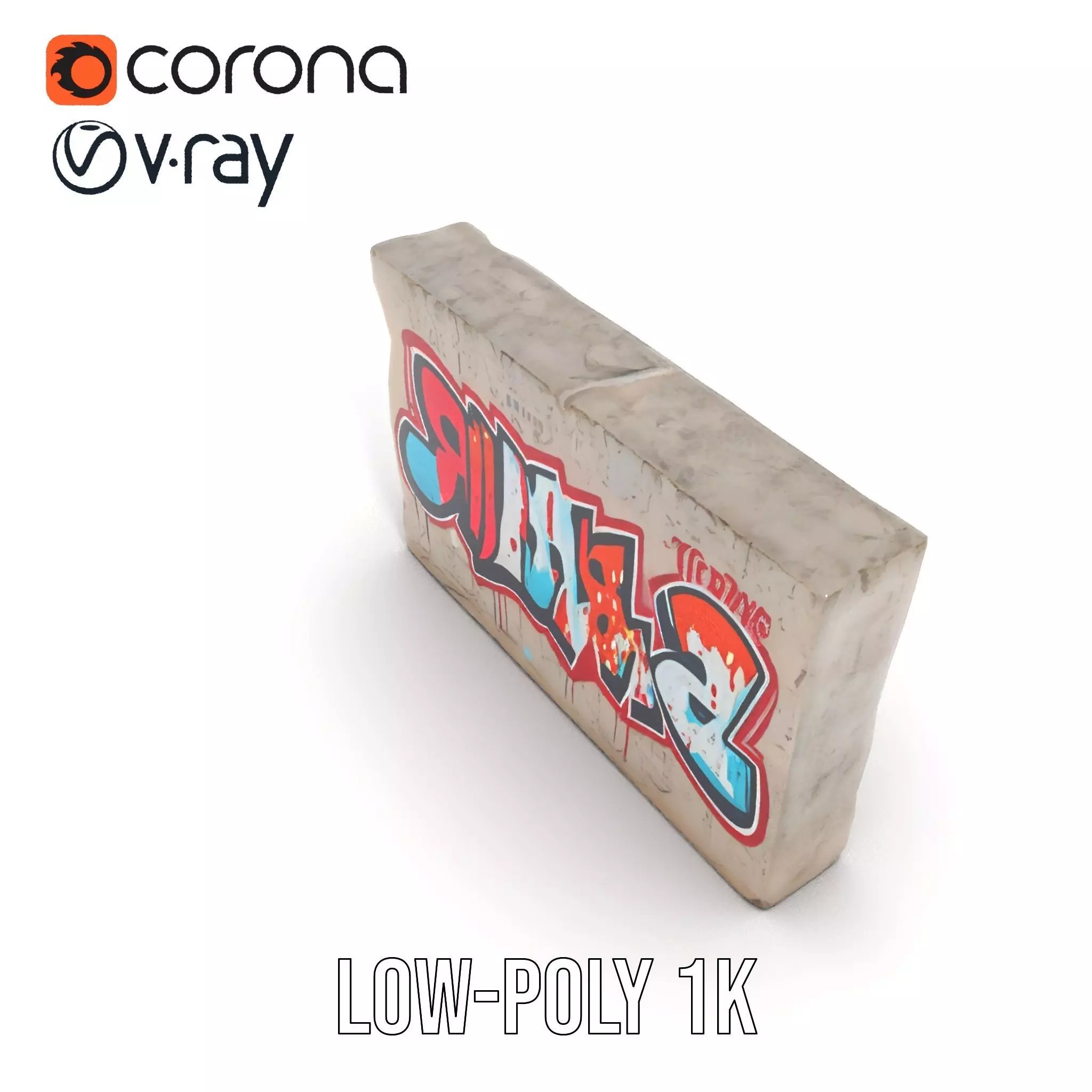 Urban Graffiti Wall model pack Low-poly 3D model_16