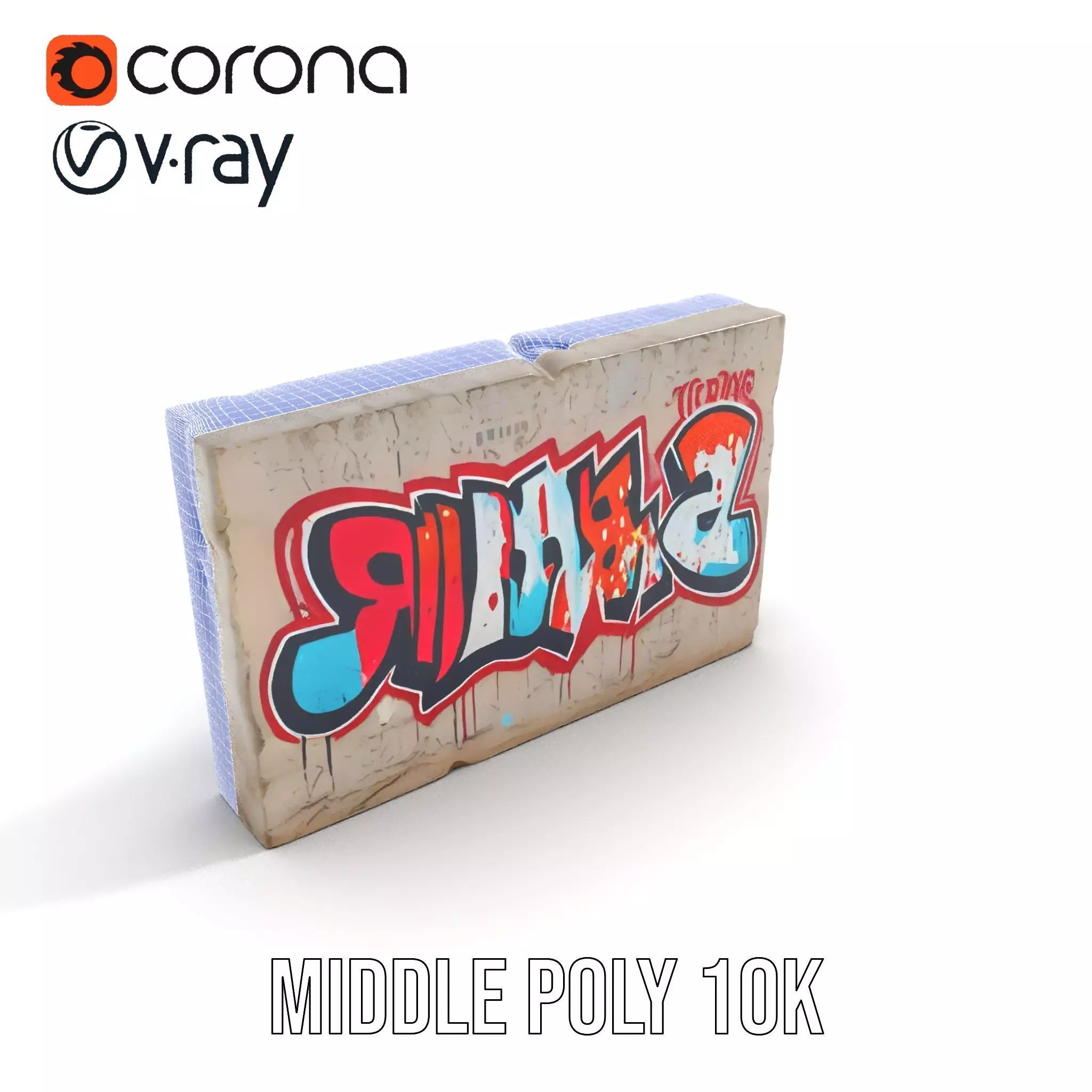 Urban Graffiti Wall model pack Low-poly 3D model_24