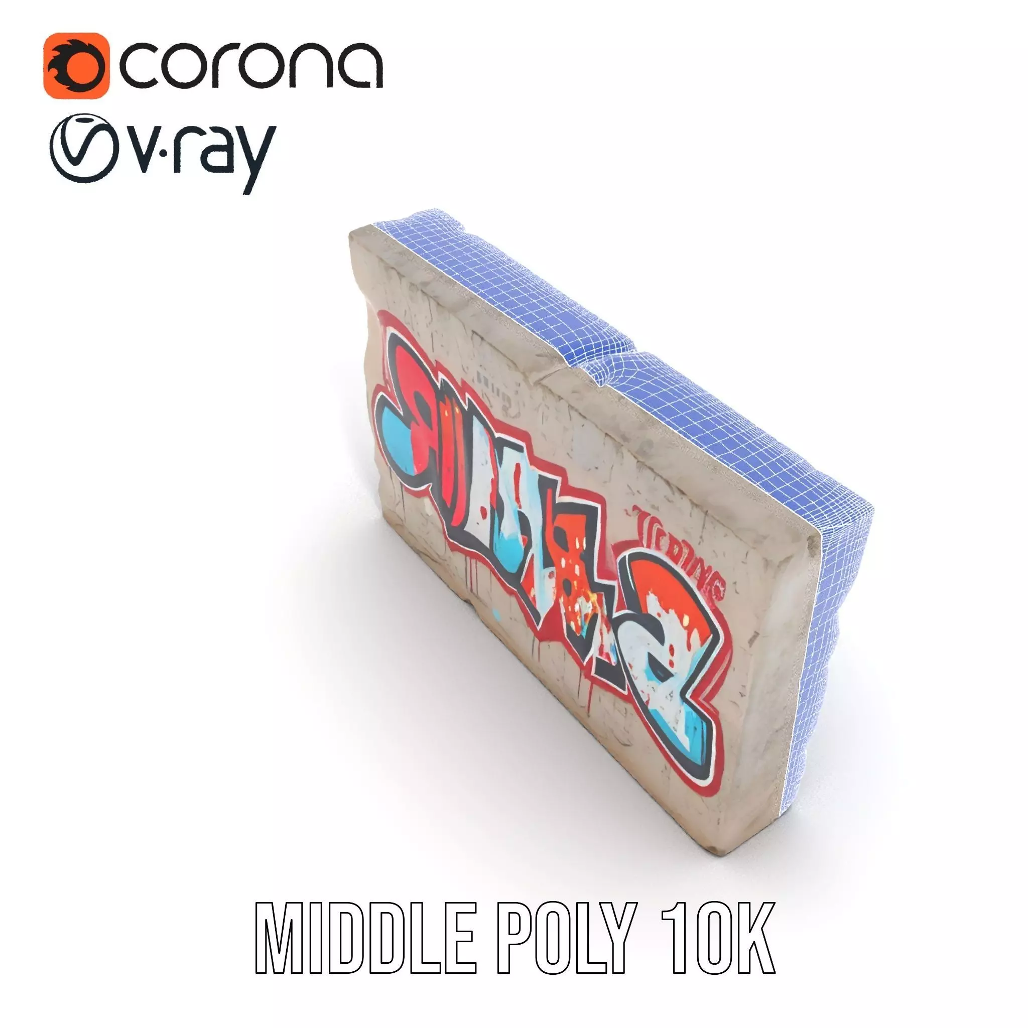 Urban Graffiti Wall model pack Low-poly 3D model_6