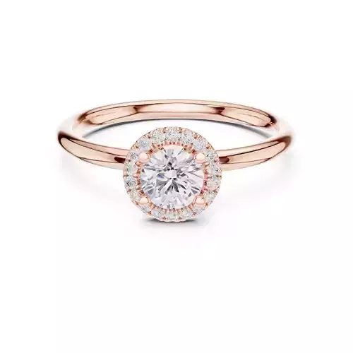 Round Cut Halo Dainty Engagement Wedding Ring 3DM STL Video