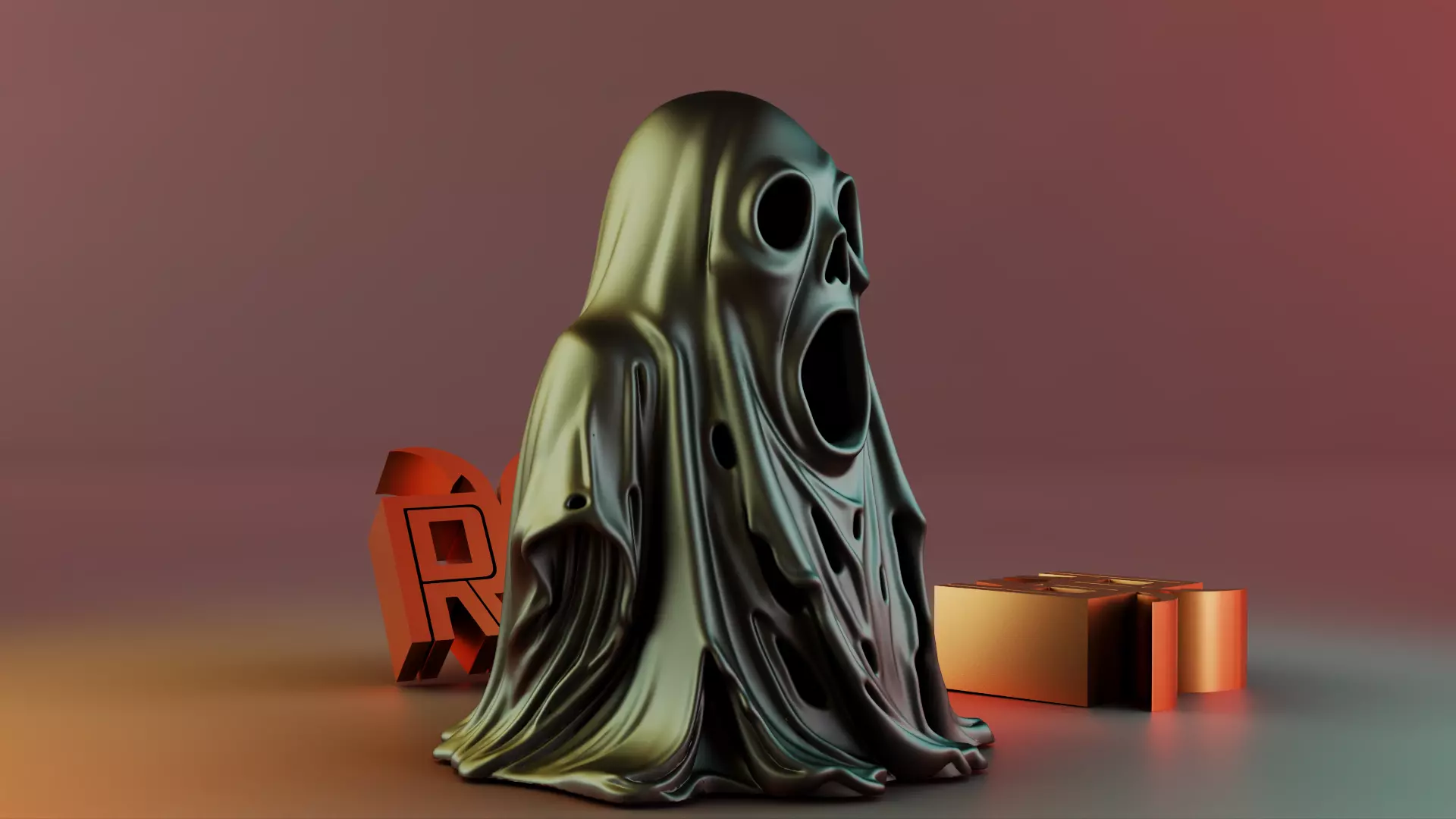 Halloween Ghost Tealight Holder 3D print model_4