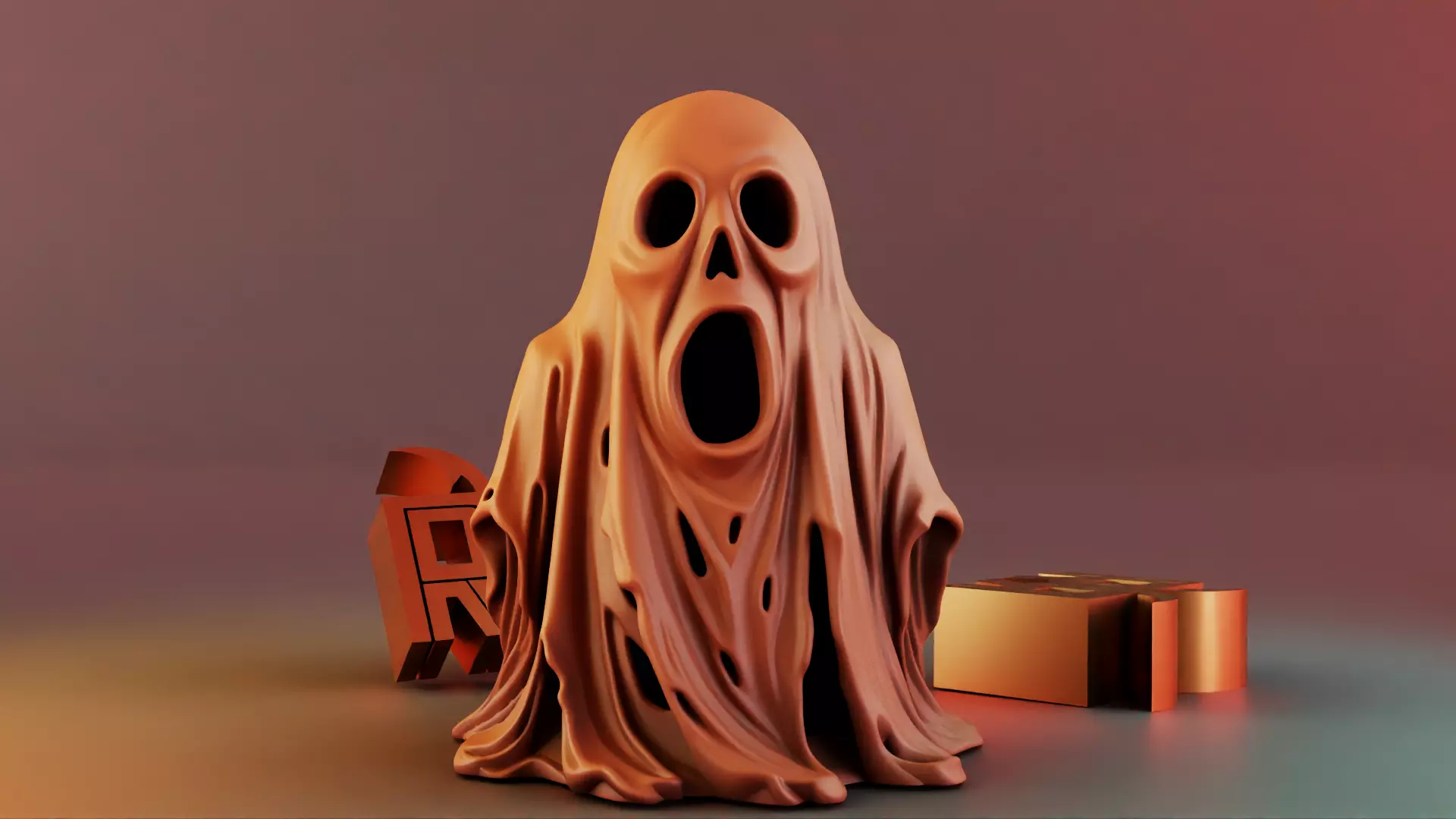 Halloween Ghost Tealight Holder 3D print model_5