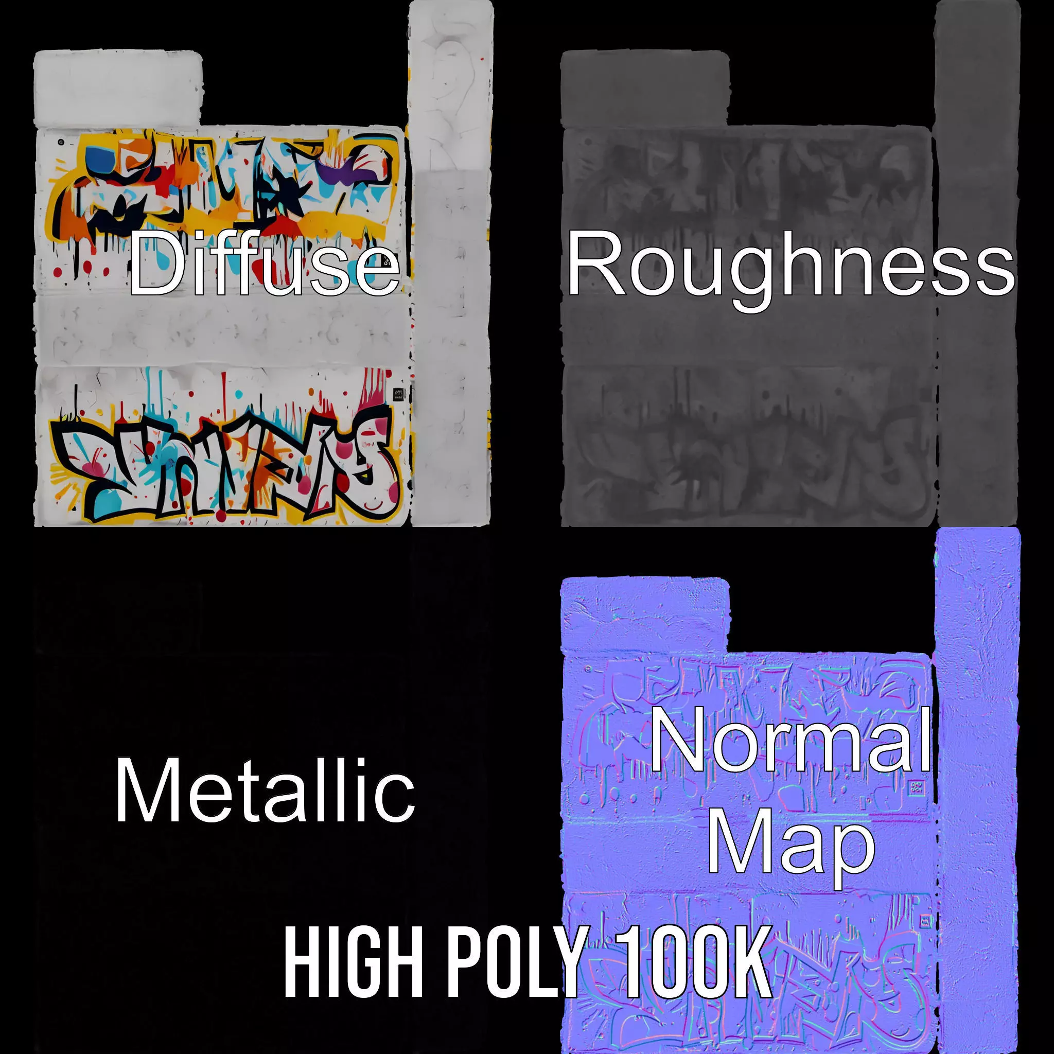 Colorful Graffiti Wall model pack Texture_4