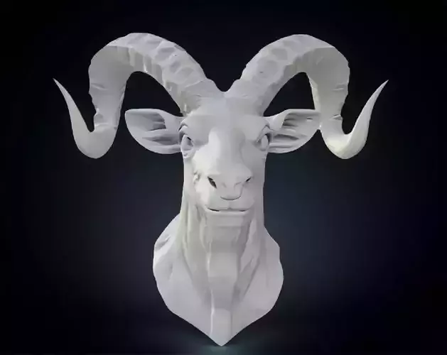 Markhor Head Bust 3D Model - STL Printable Wildlife Sculpture
