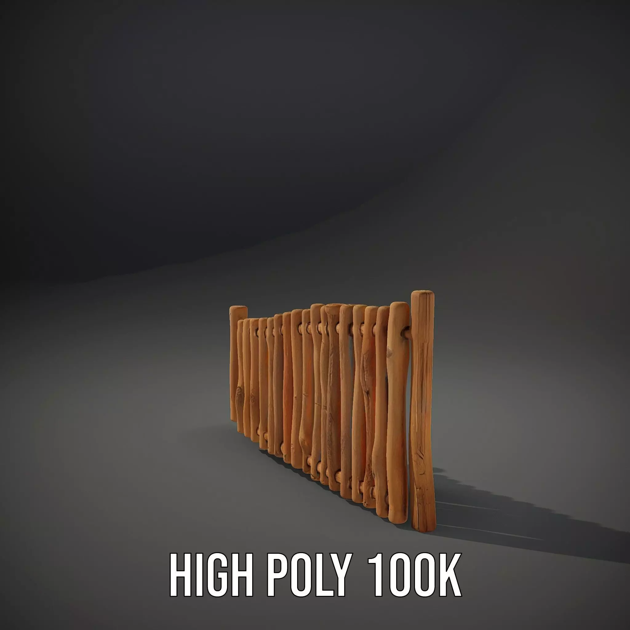 Rustic Wooden Fence model pack Low-poly 3D model_11