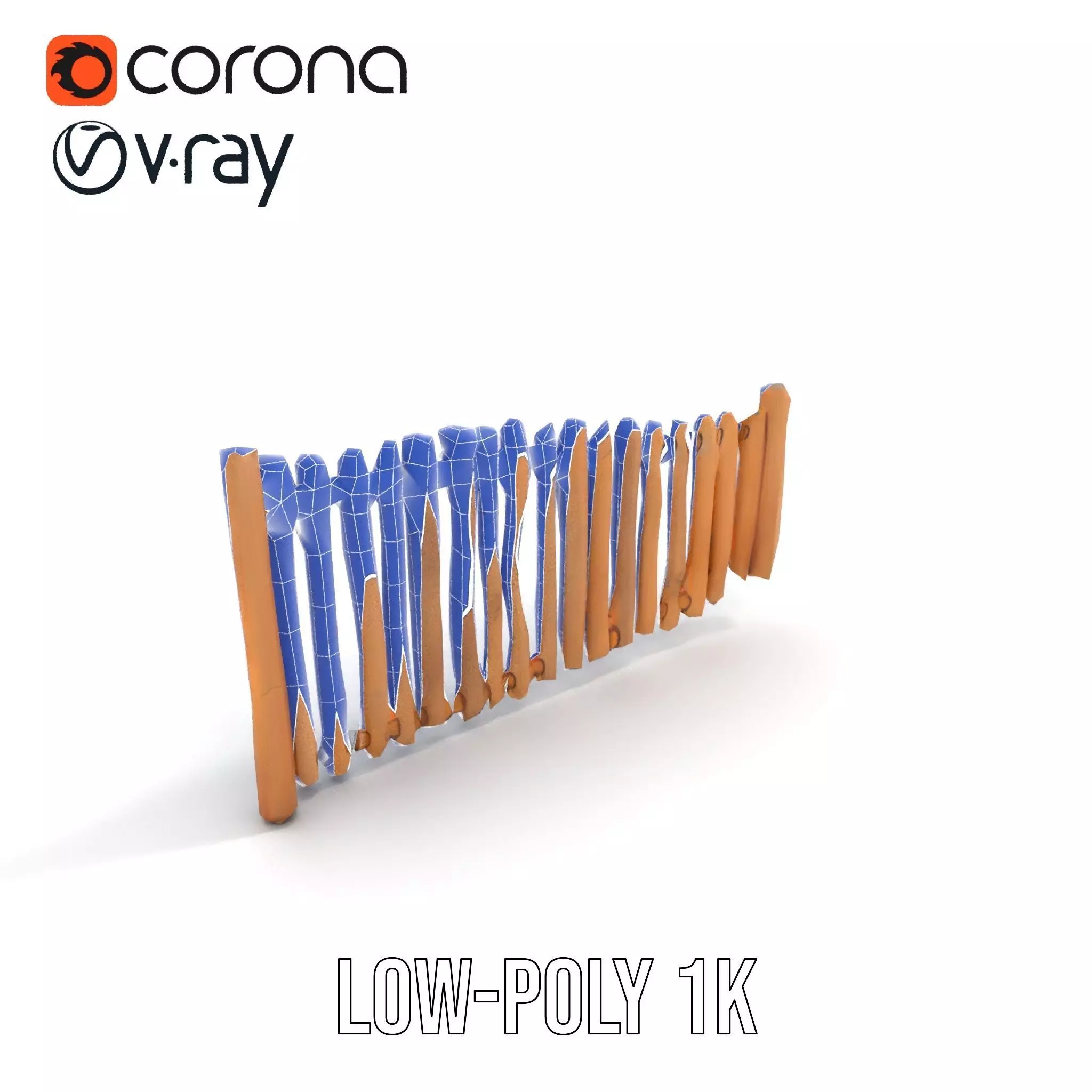 Rustic Wooden Fence model pack Low-poly 3D model_10