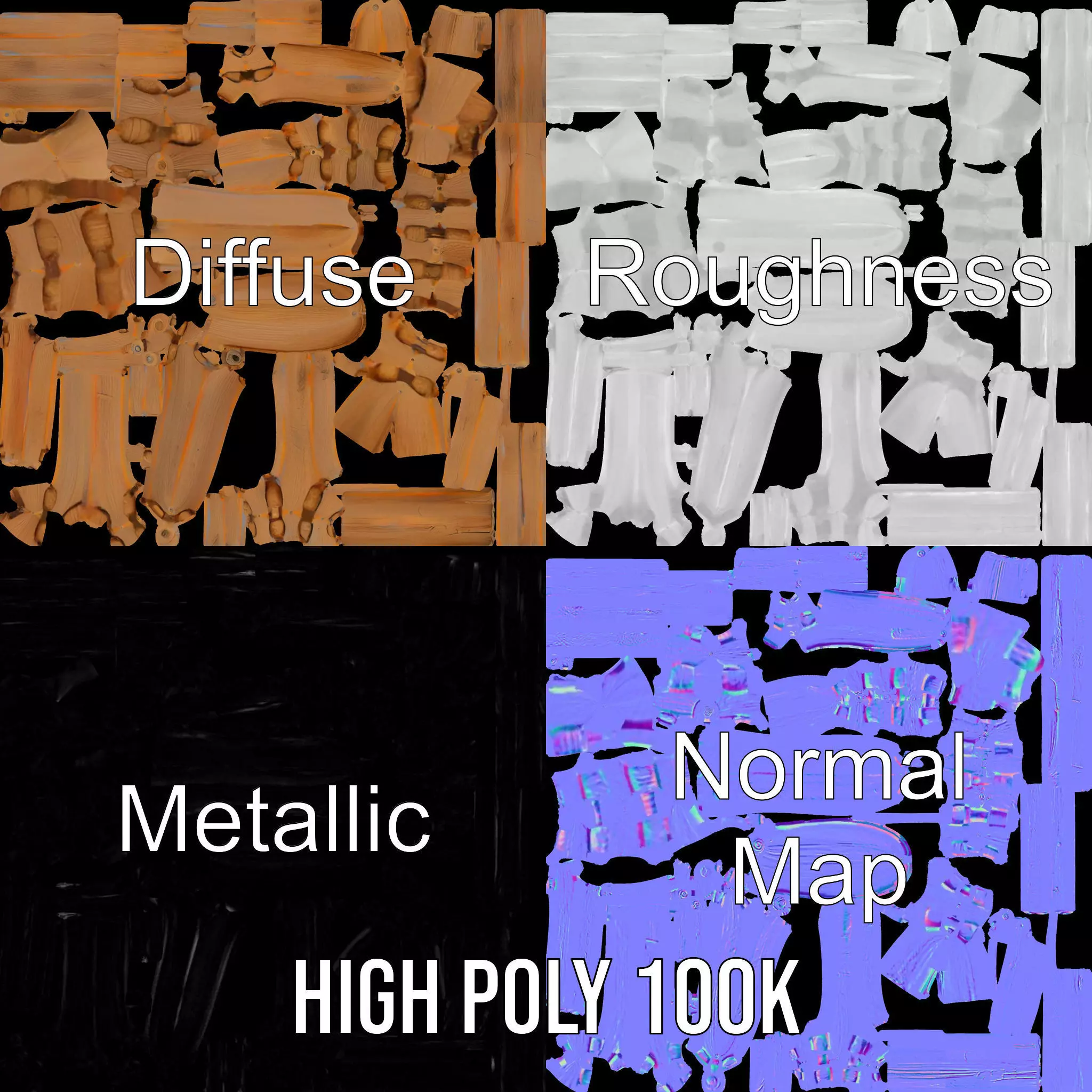 Rustic Wooden Fence model pack Low-poly 3D model_4