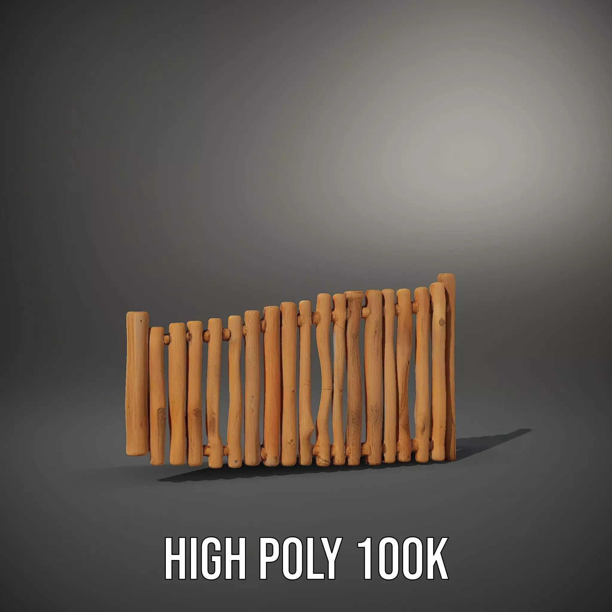 Rustic Wooden Fence model pack Low-poly 3D model_9