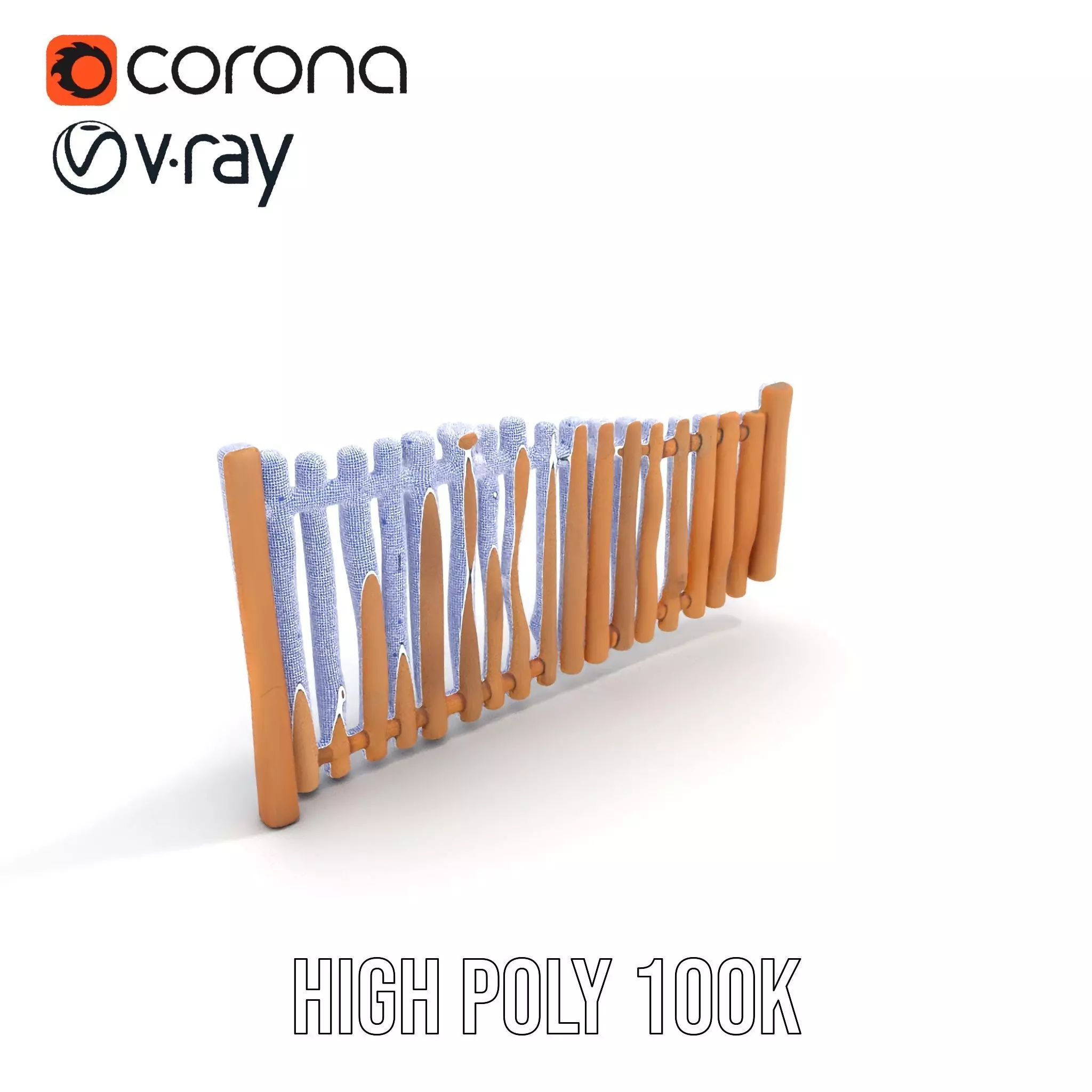 Rustic Wooden Fence model pack Low-poly 3D model_33