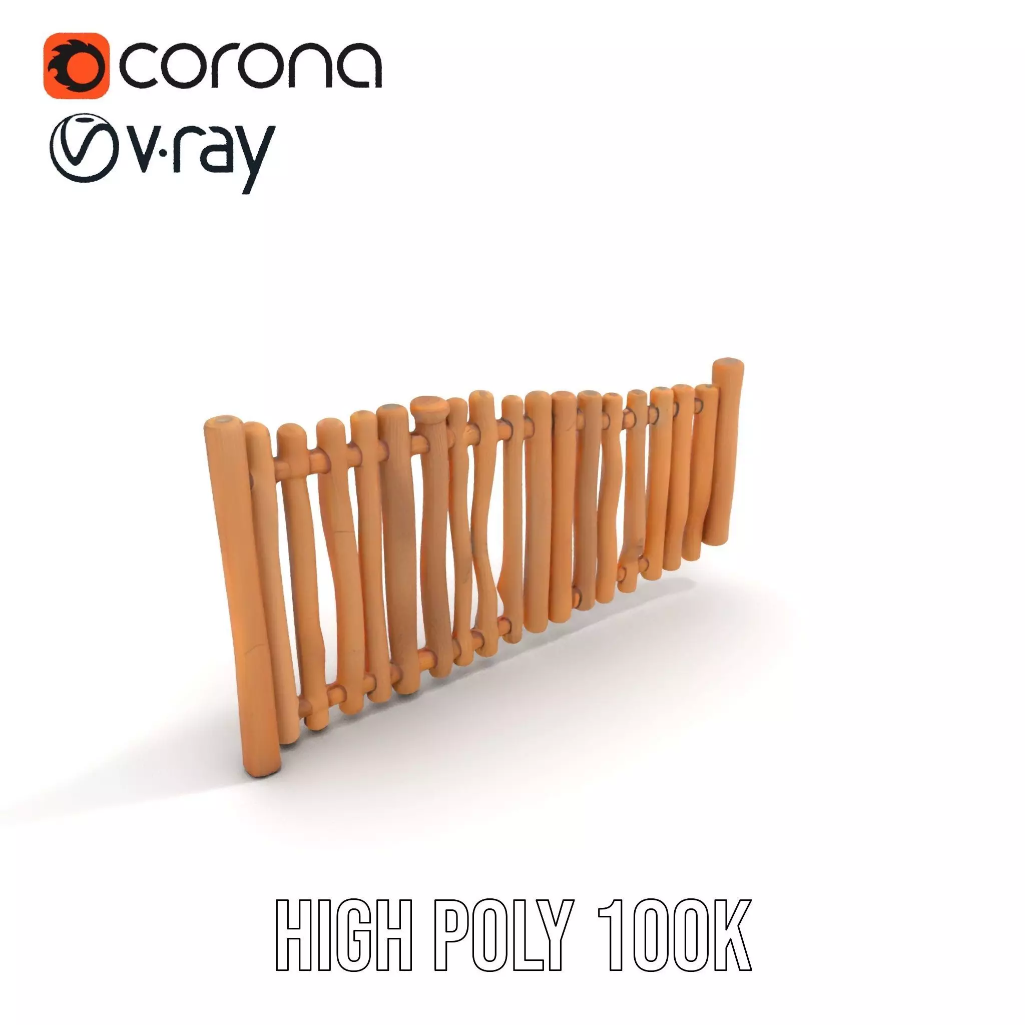Rustic Wooden Fence model pack Low-poly 3D model_18