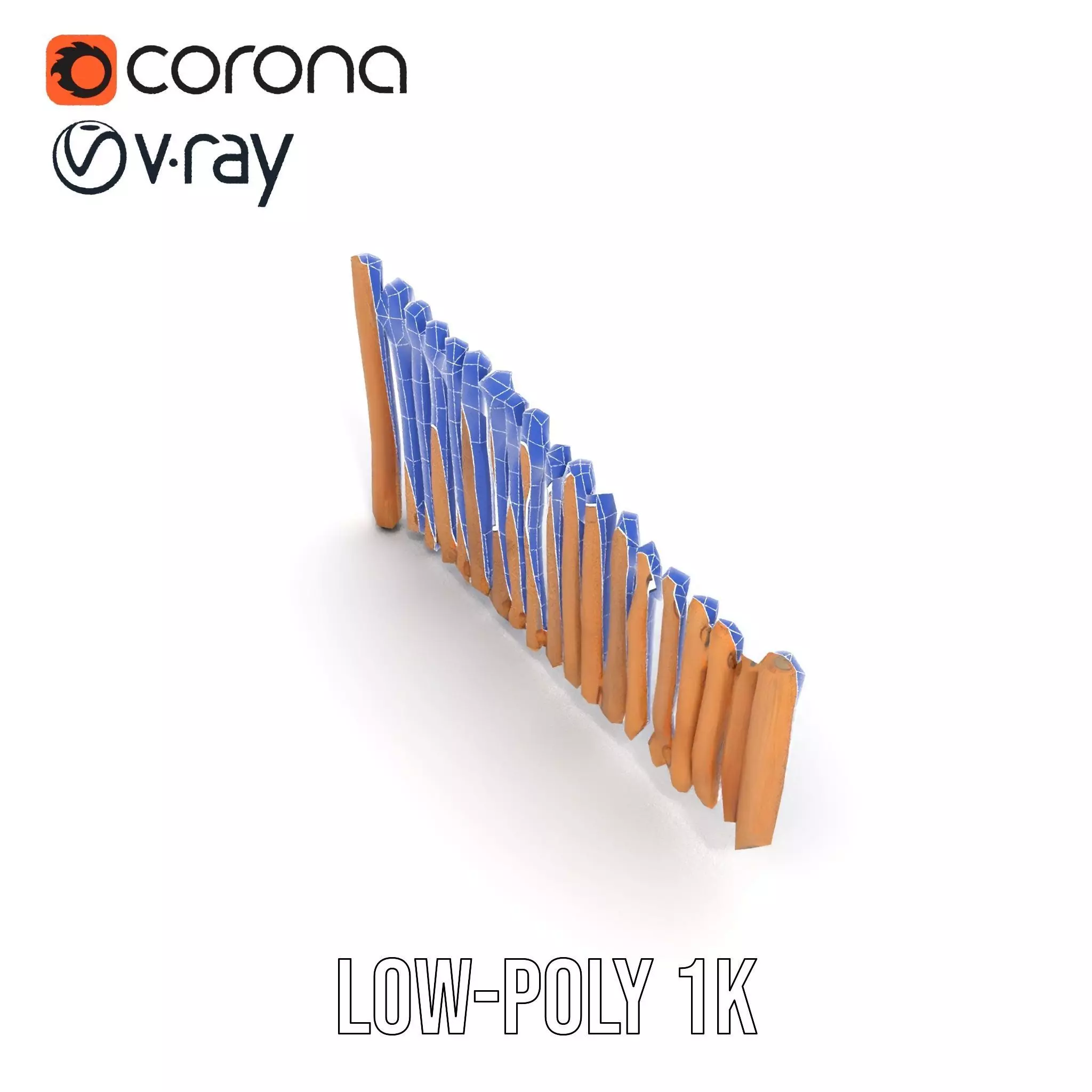 Rustic Wooden Fence model pack Low-poly 3D model_23