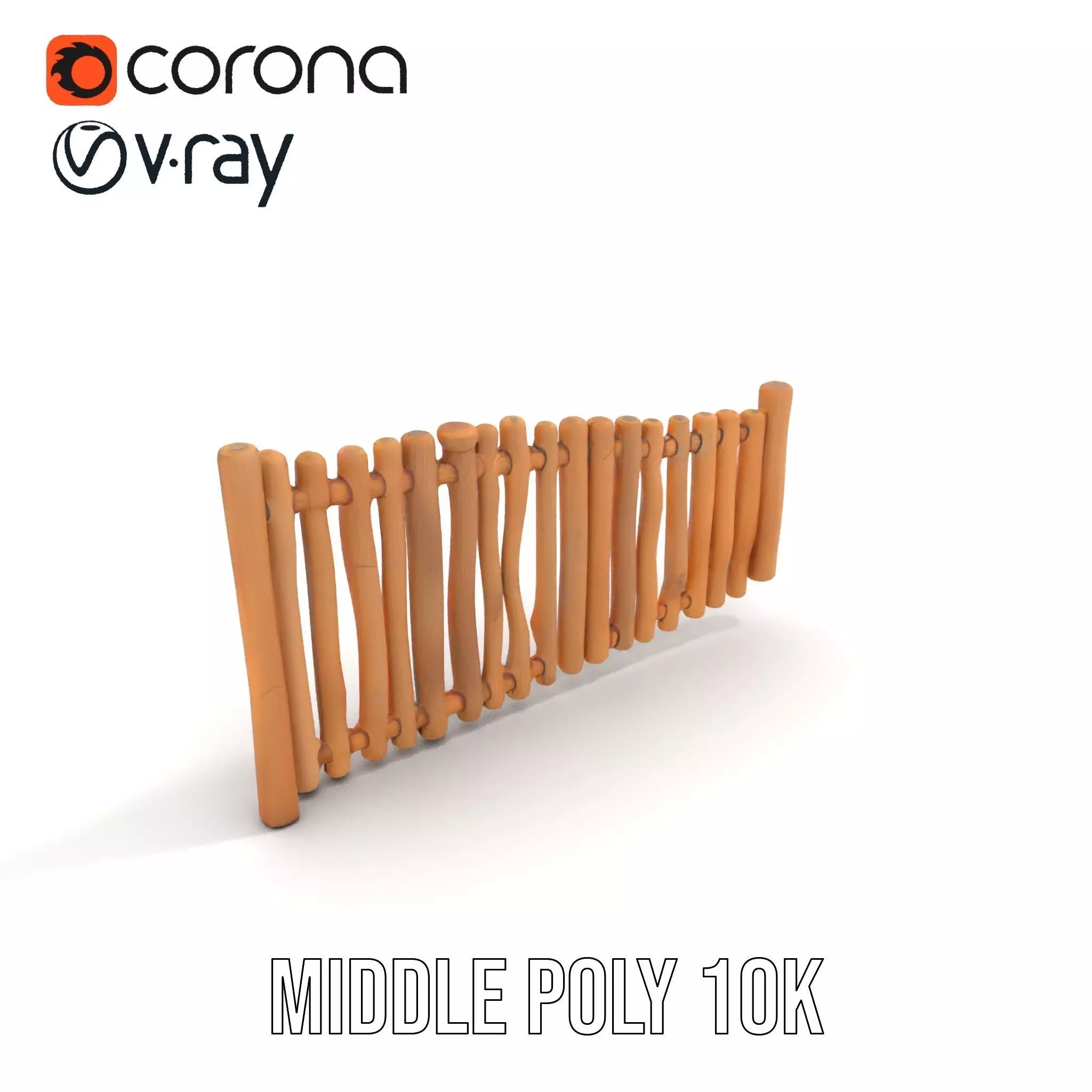 Rustic Wooden Fence model pack Low-poly 3D model_6
