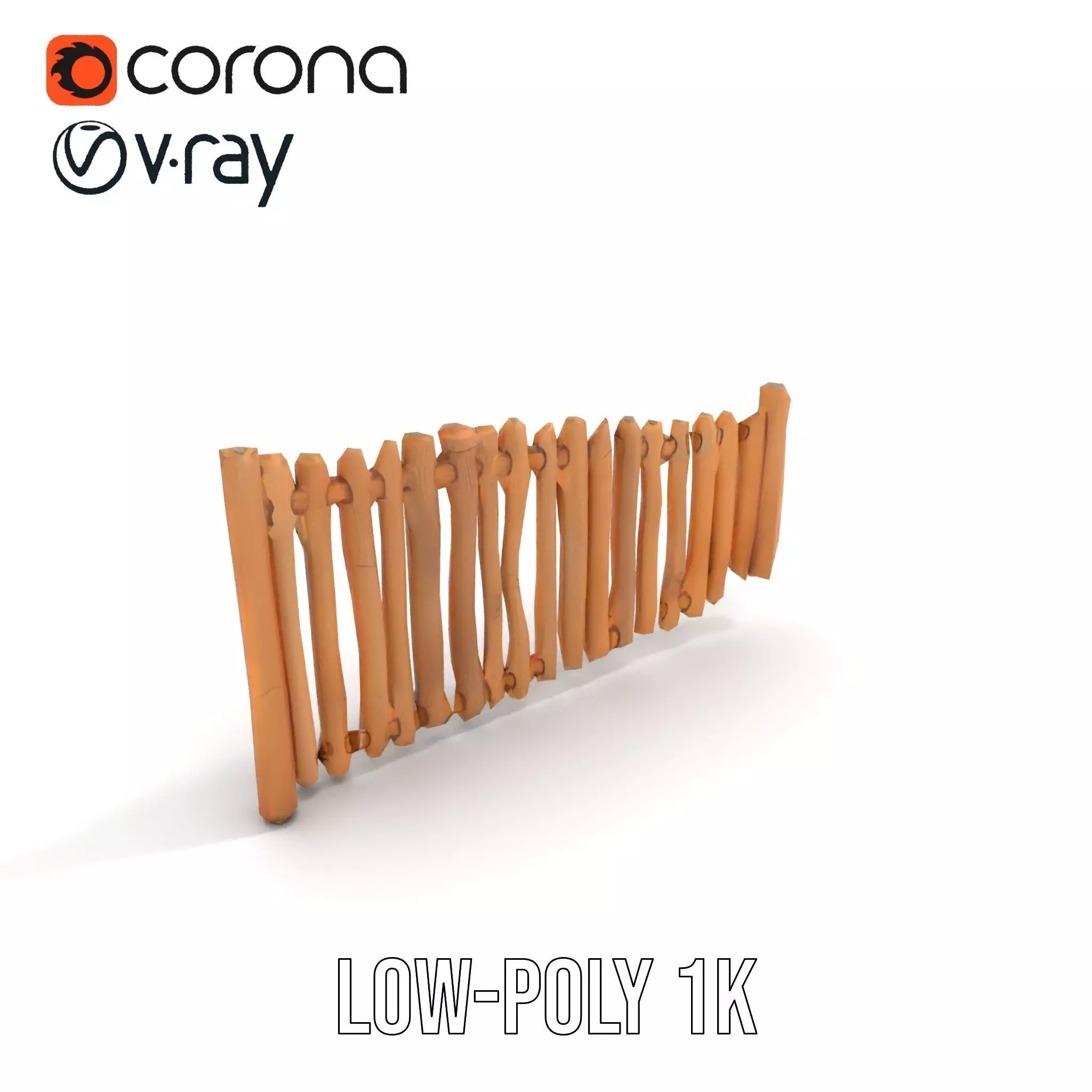 Rustic Wooden Fence model pack Low-poly 3D model_15