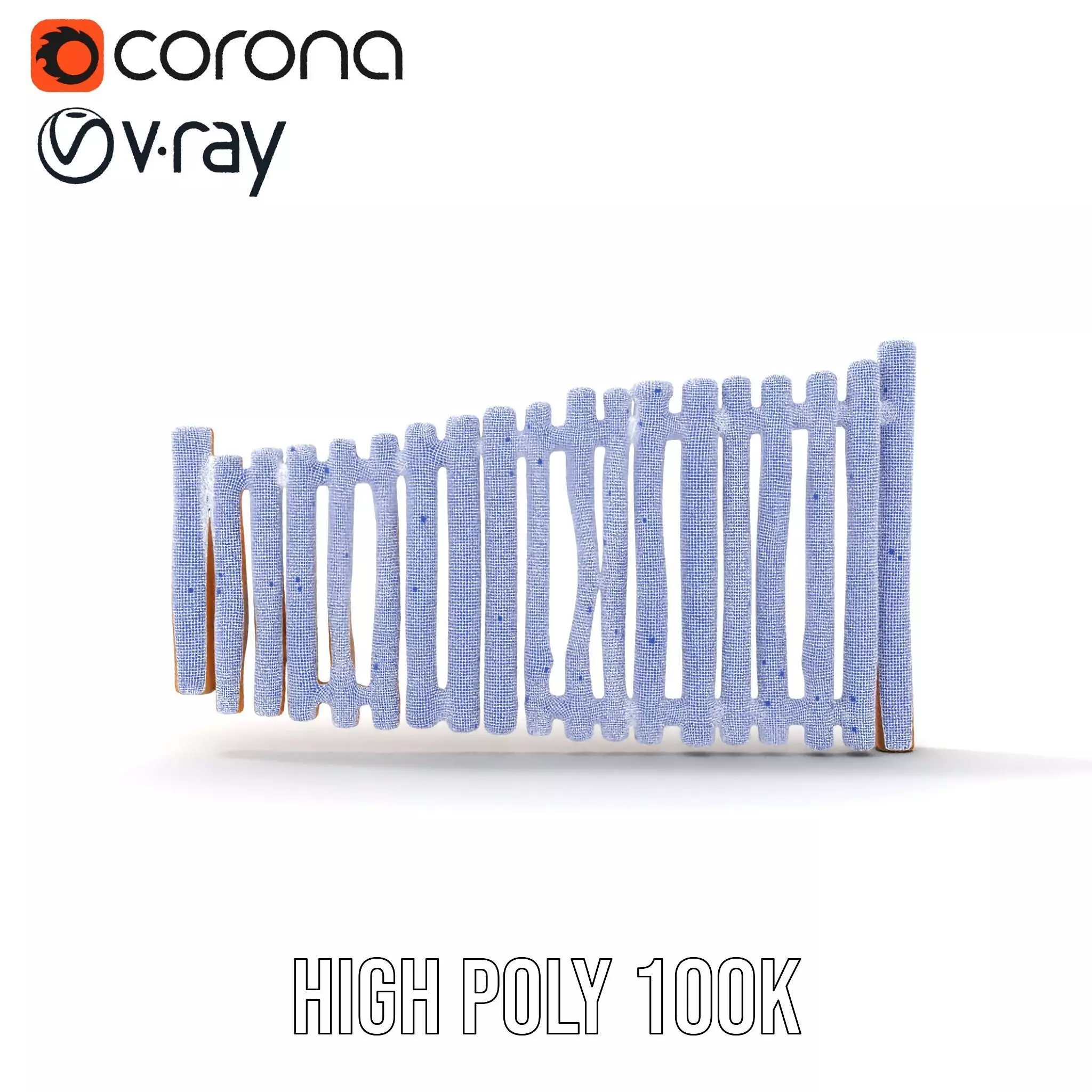 Rustic Wooden Fence model pack Low-poly 3D model_34