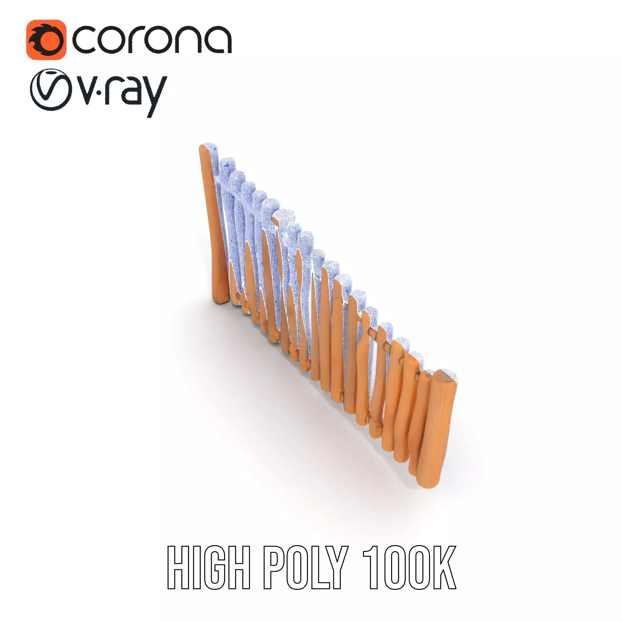 Rustic Wooden Fence model pack Low-poly 3D model_27