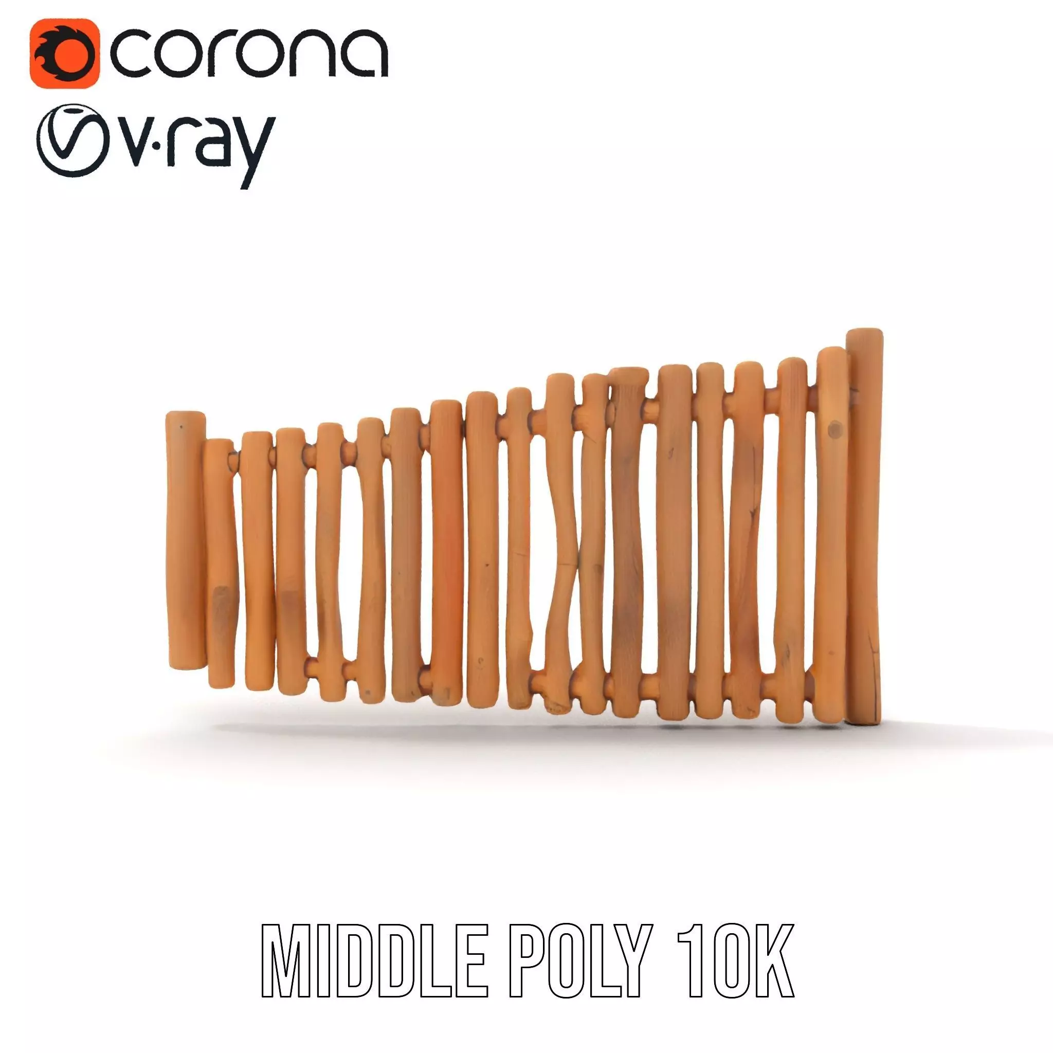 Rustic Wooden Fence model pack Low-poly 3D model_14
