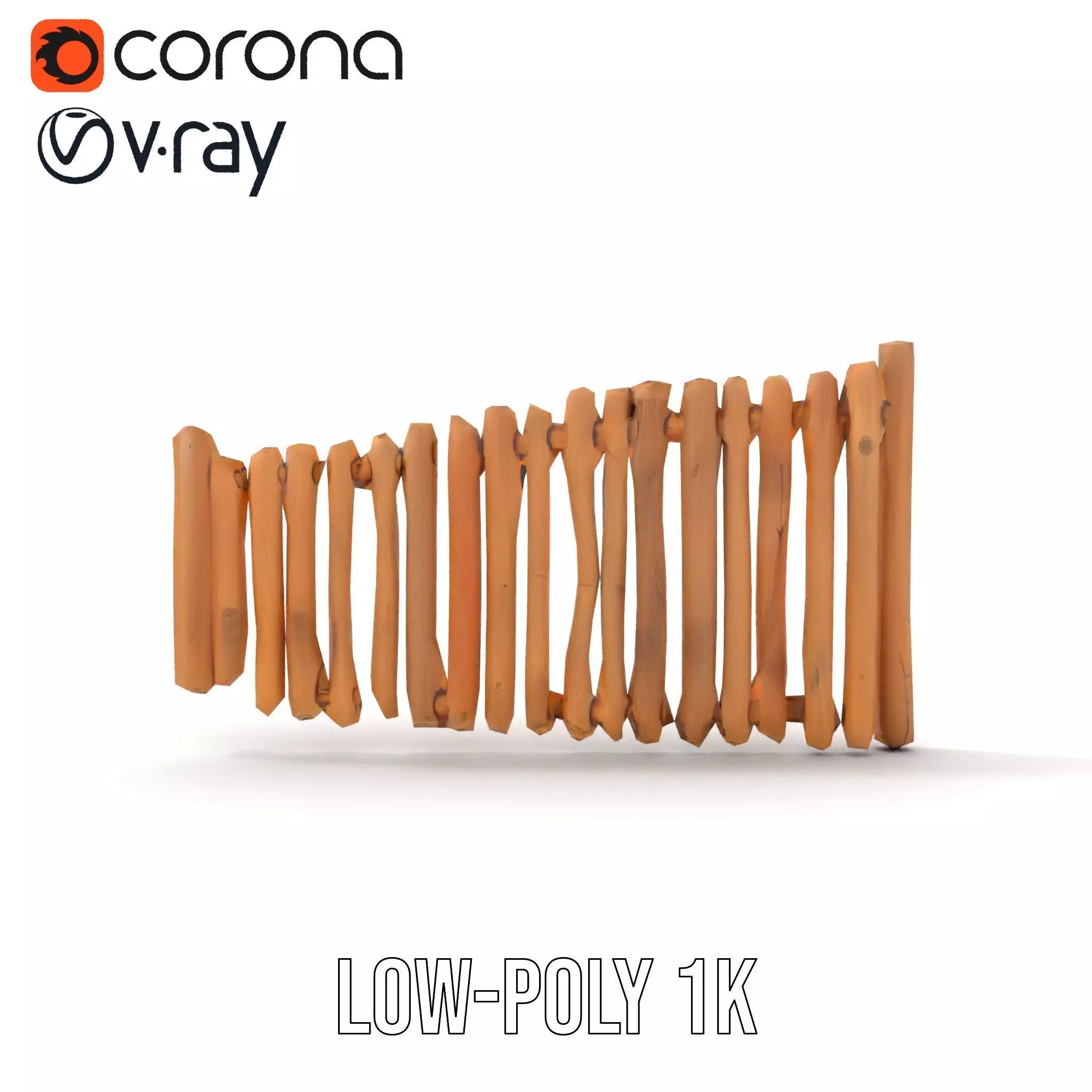 Rustic Wooden Fence model pack Low-poly 3D model_20