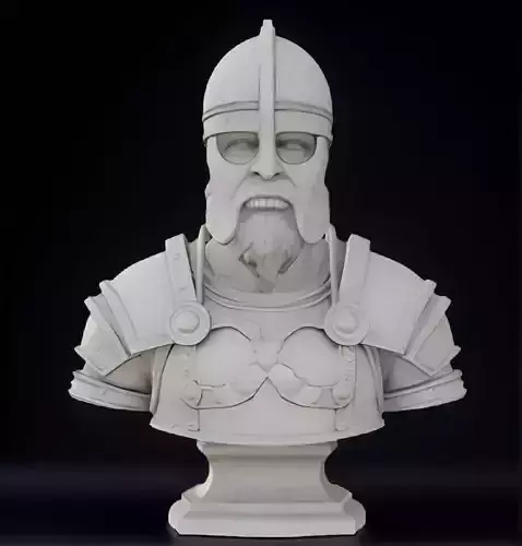Medieval Warrior Bust 3D Model - STL Printable Armor Sculpture