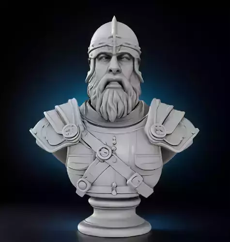 Medieval Warrior Bust 3D Model - STL Printable Armor Sculpture