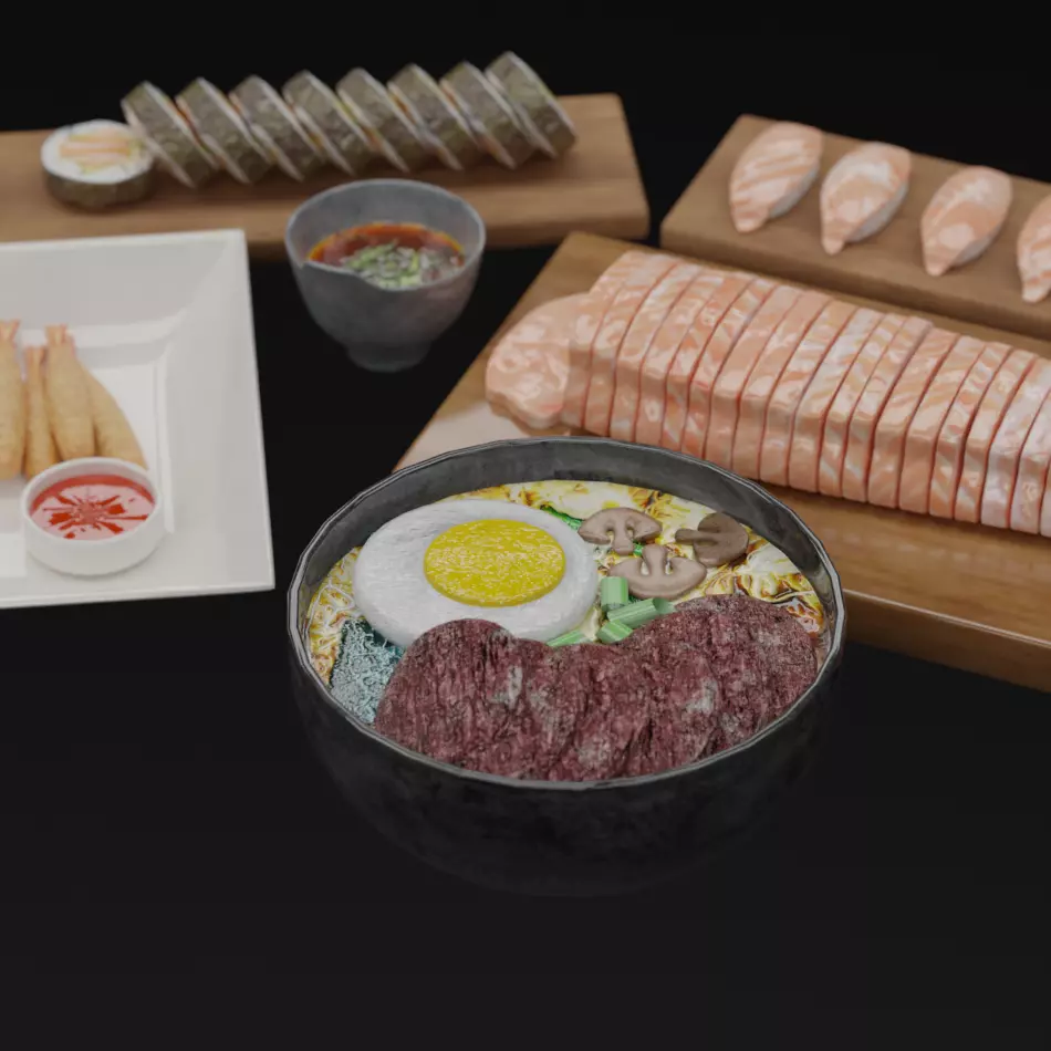 Asian Food Pack Realistic 3D Models PBR Low-poly 3D model_9