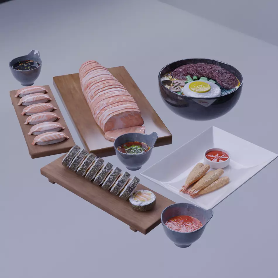 Asian Food Pack Realistic 3D Models PBR Low-poly 3D model_1