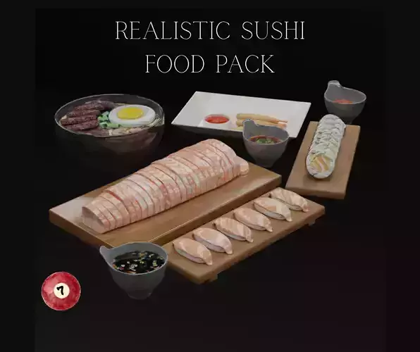 Asian Food Pack Realistic 3D Models PBR
