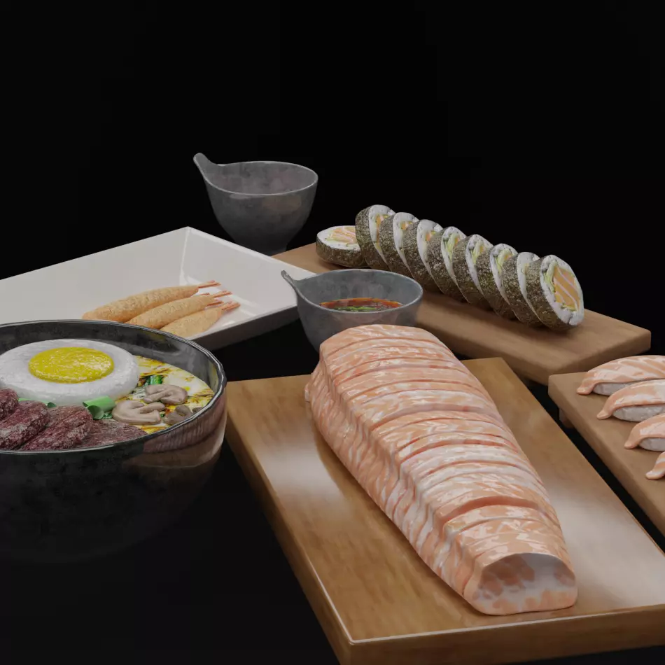 Asian Food Pack Realistic 3D Models PBR Low-poly 3D model_10