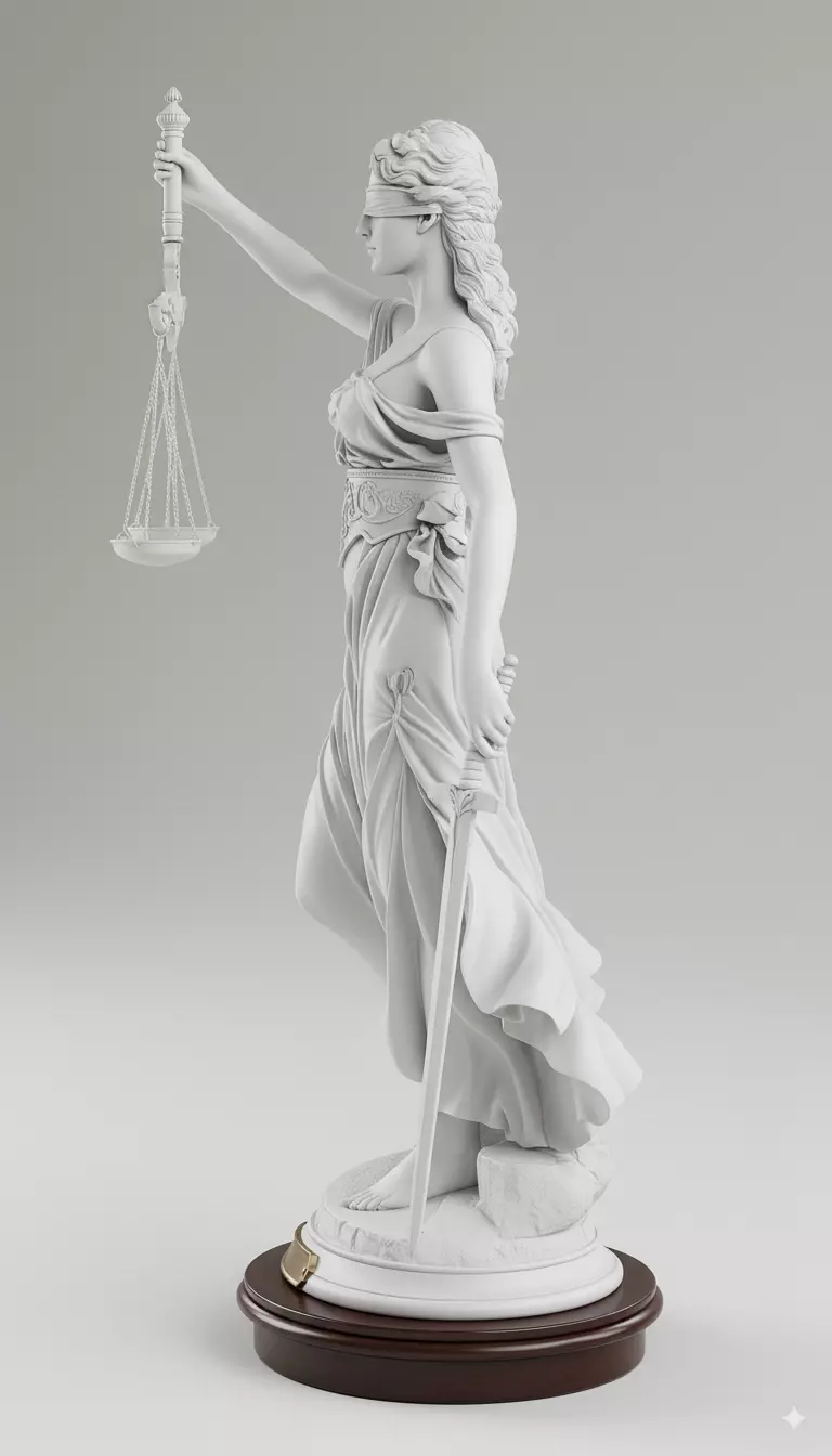 Lady Justice Statue Blindfolded Goddess with Scales Sword Low-poly 3D model_4