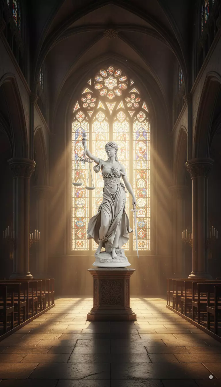 Lady Justice Statue Blindfolded Goddess with Scales Sword Low-poly 3D model_2