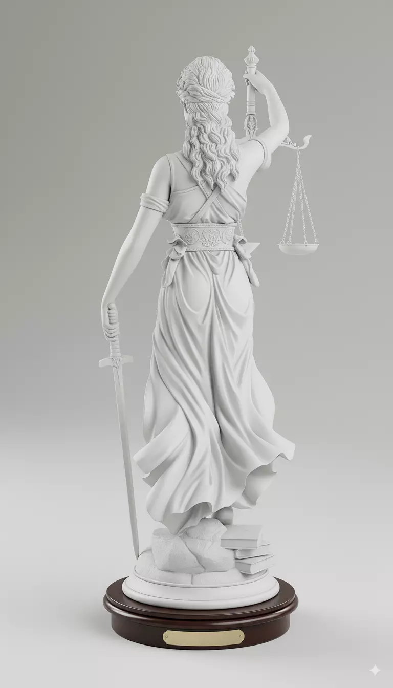 Lady Justice Statue Blindfolded Goddess with Scales Sword Low-poly 3D model_5