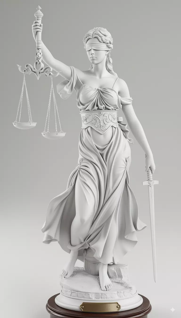 Lady Justice Statue Blindfolded Goddess with Scales Sword Low-poly 3D model_1