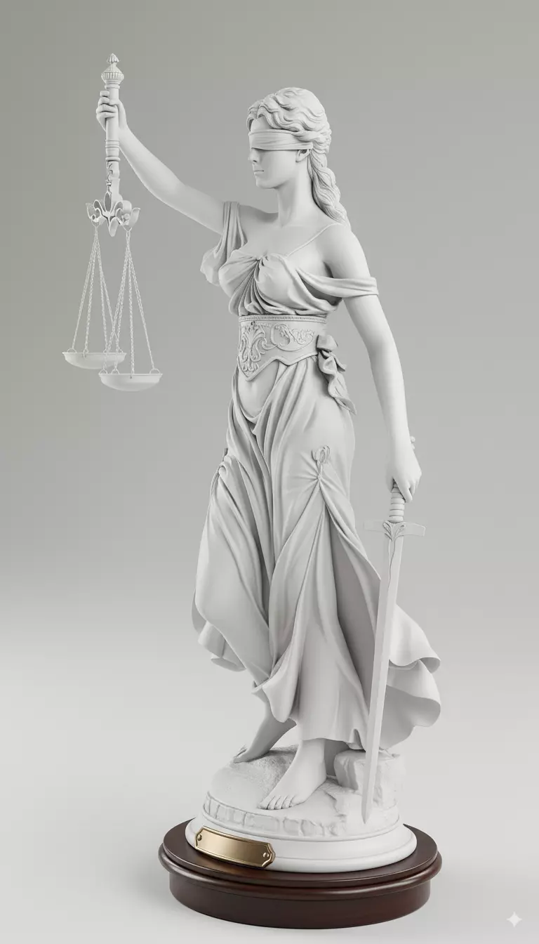 Lady Justice Statue Blindfolded Goddess with Scales Sword Low-poly 3D model_3
